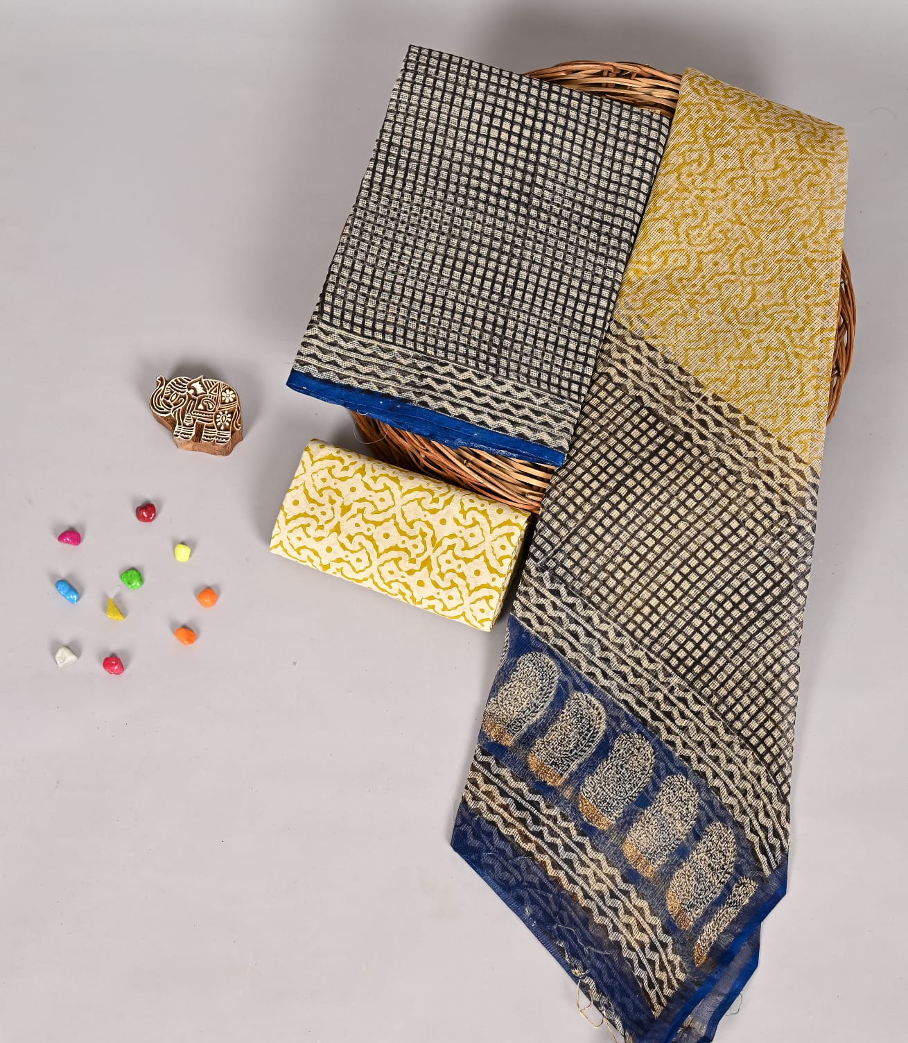 Ethnic Bagru Print Kota Doria Dress Material