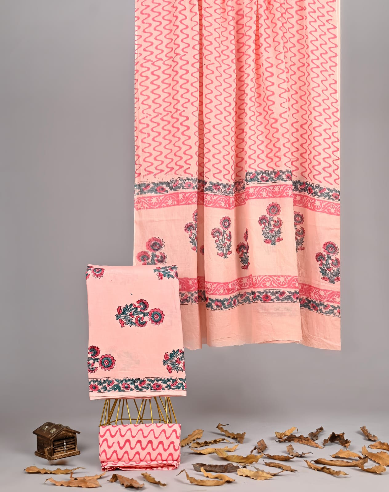 Natural Floral Cotton Suit Bagru Print