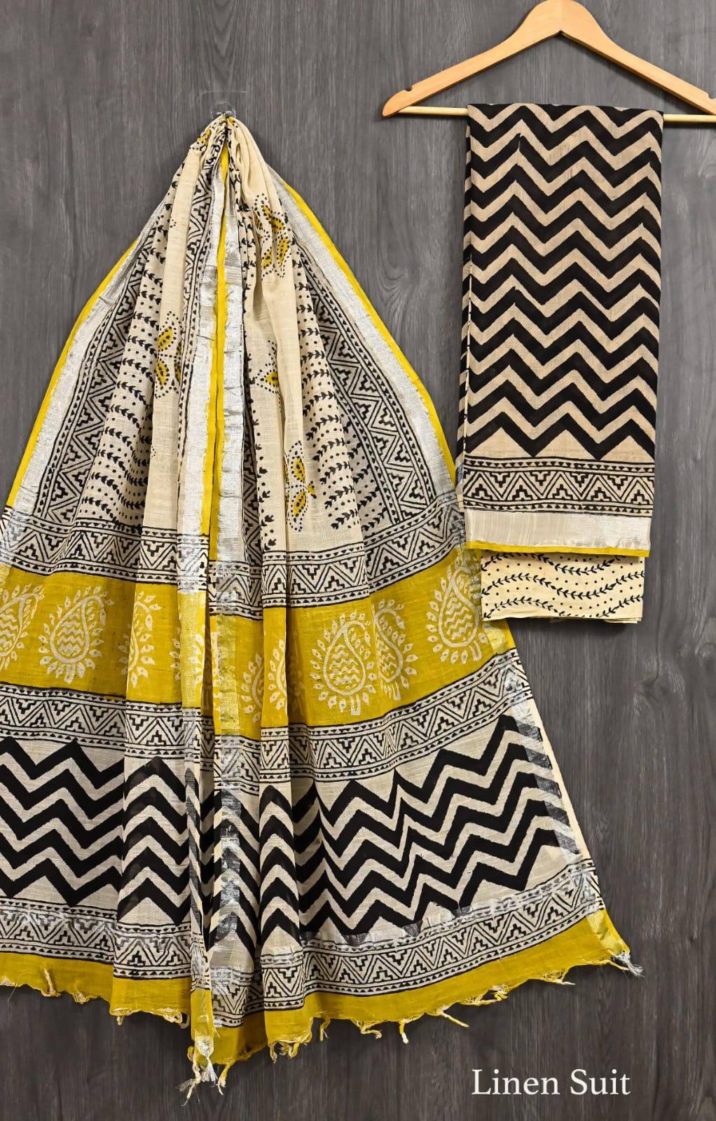 Heritage Bagru Handblock Printed Linen Cotton Suit