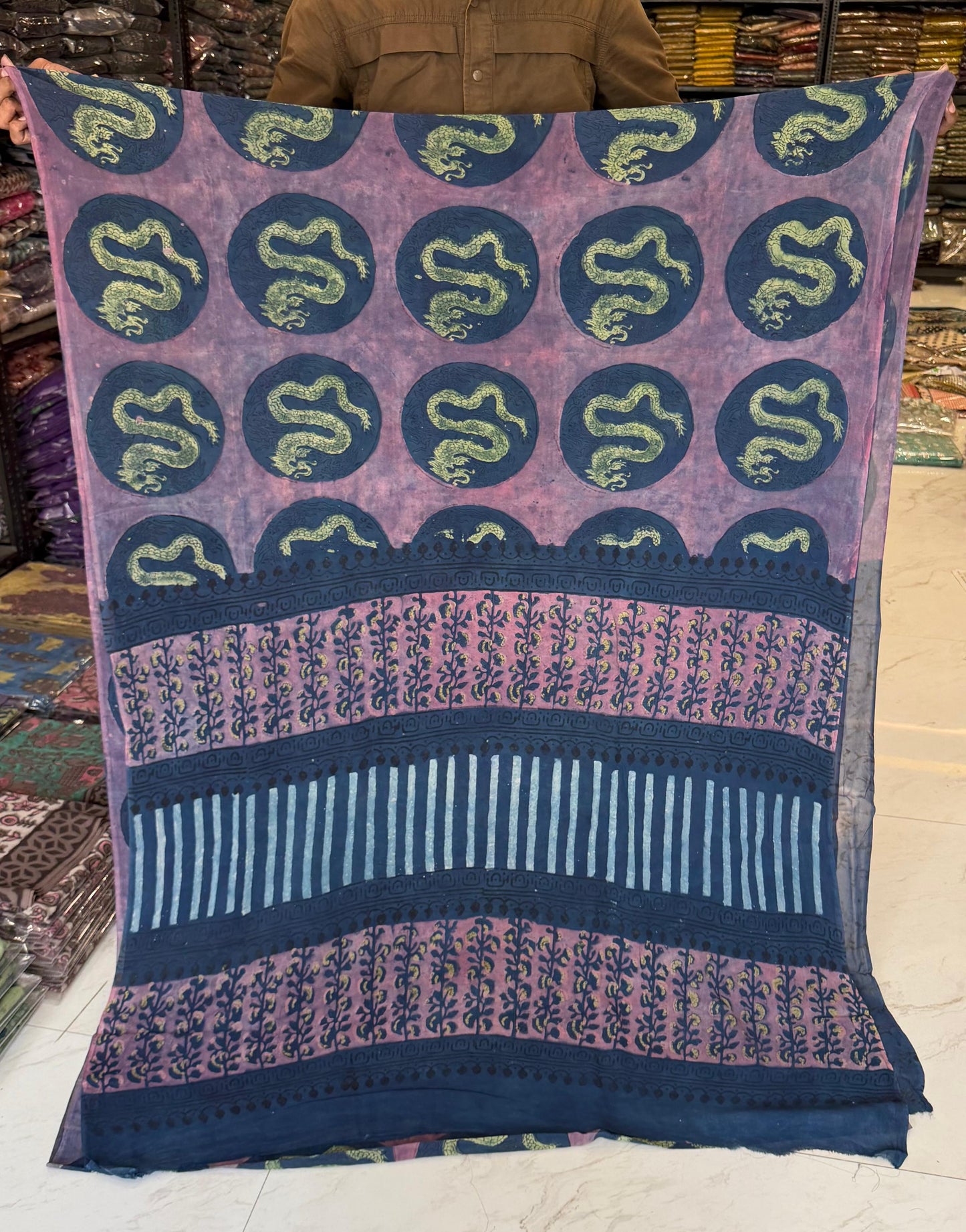 Traditional Ajrakh Pomegranate Dye Georgette Weave