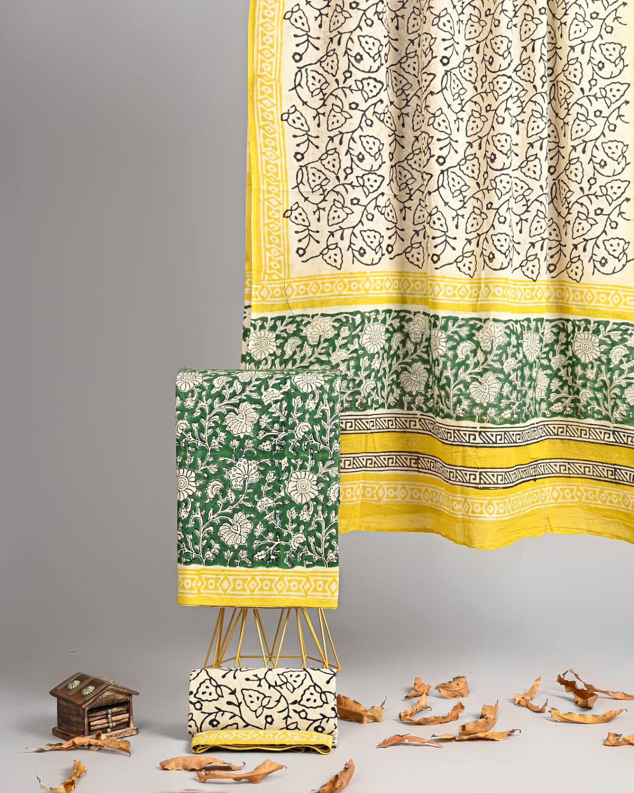 Traditional Bagru Art Cotton Suit Set