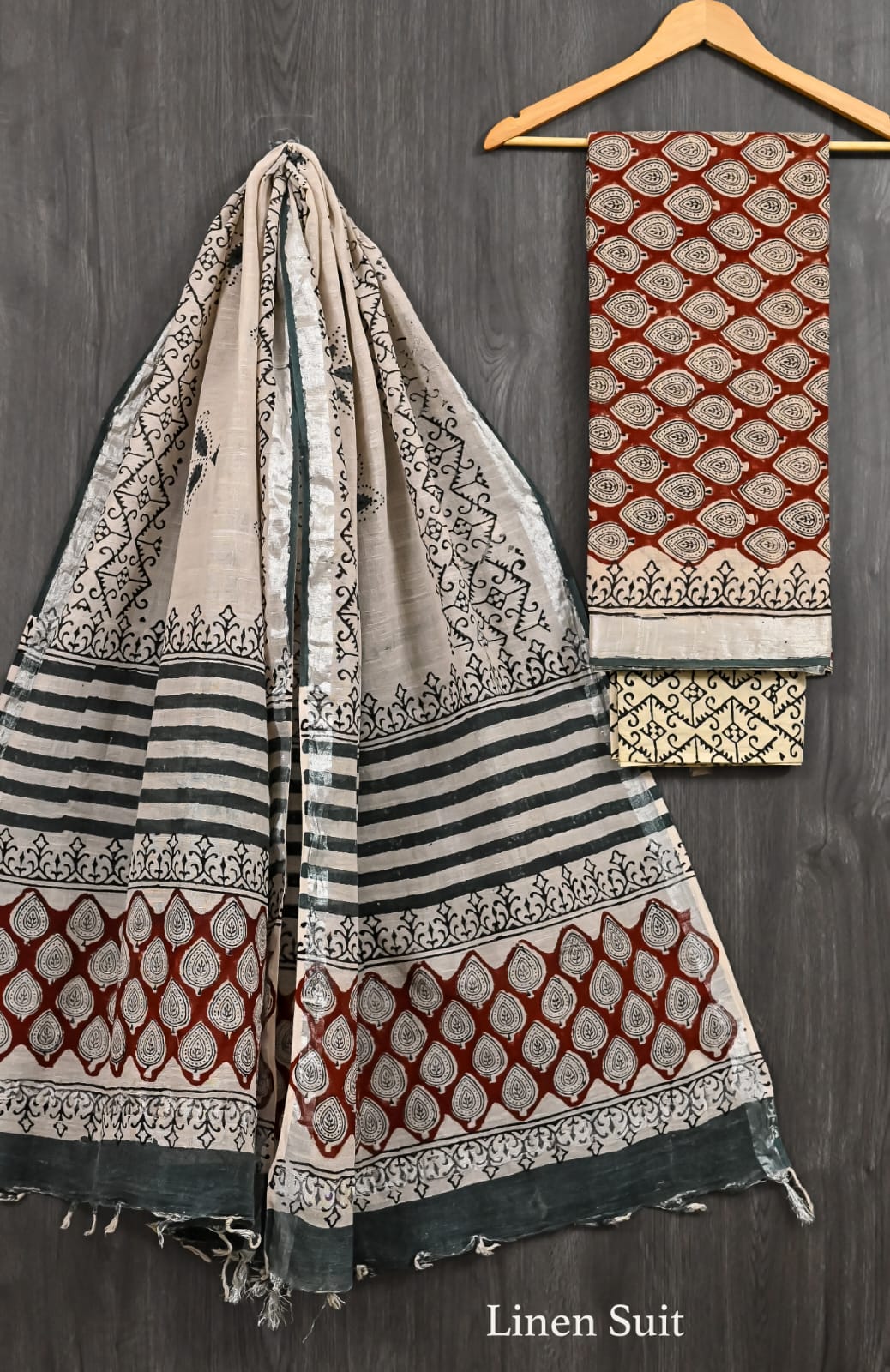 Authentic Bagru Handblock Printed Linen Cotton Ensemble