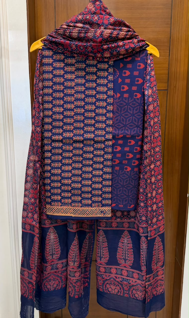 Authentic Ajrakh Handblock Printed Cotton