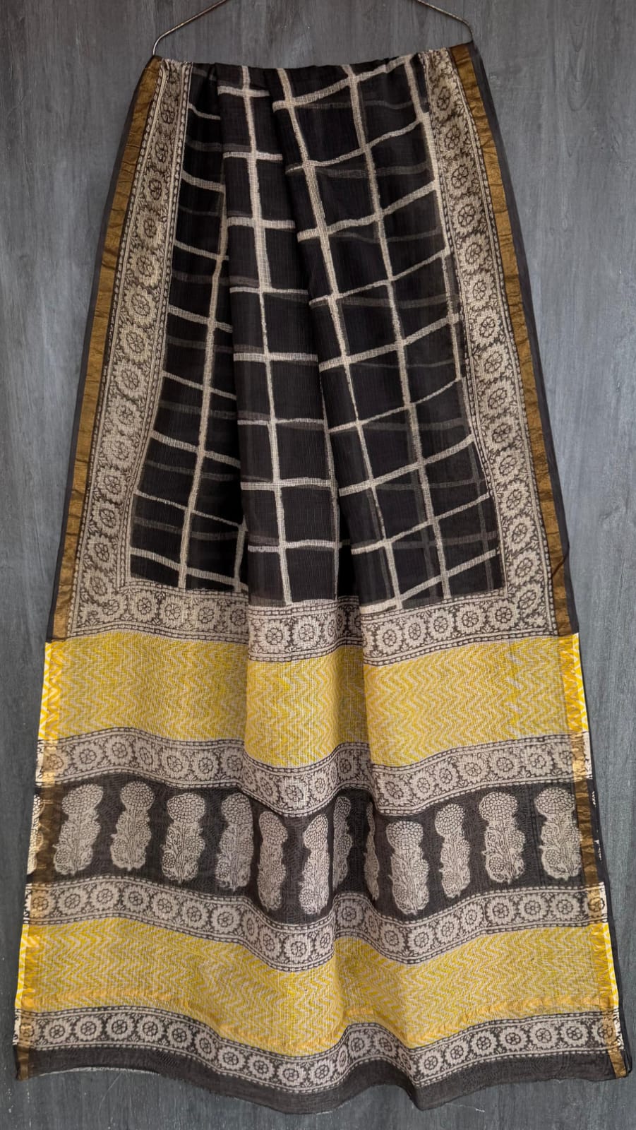 Pure Kota Doria Saree Premium Bagru Handblock Weave
