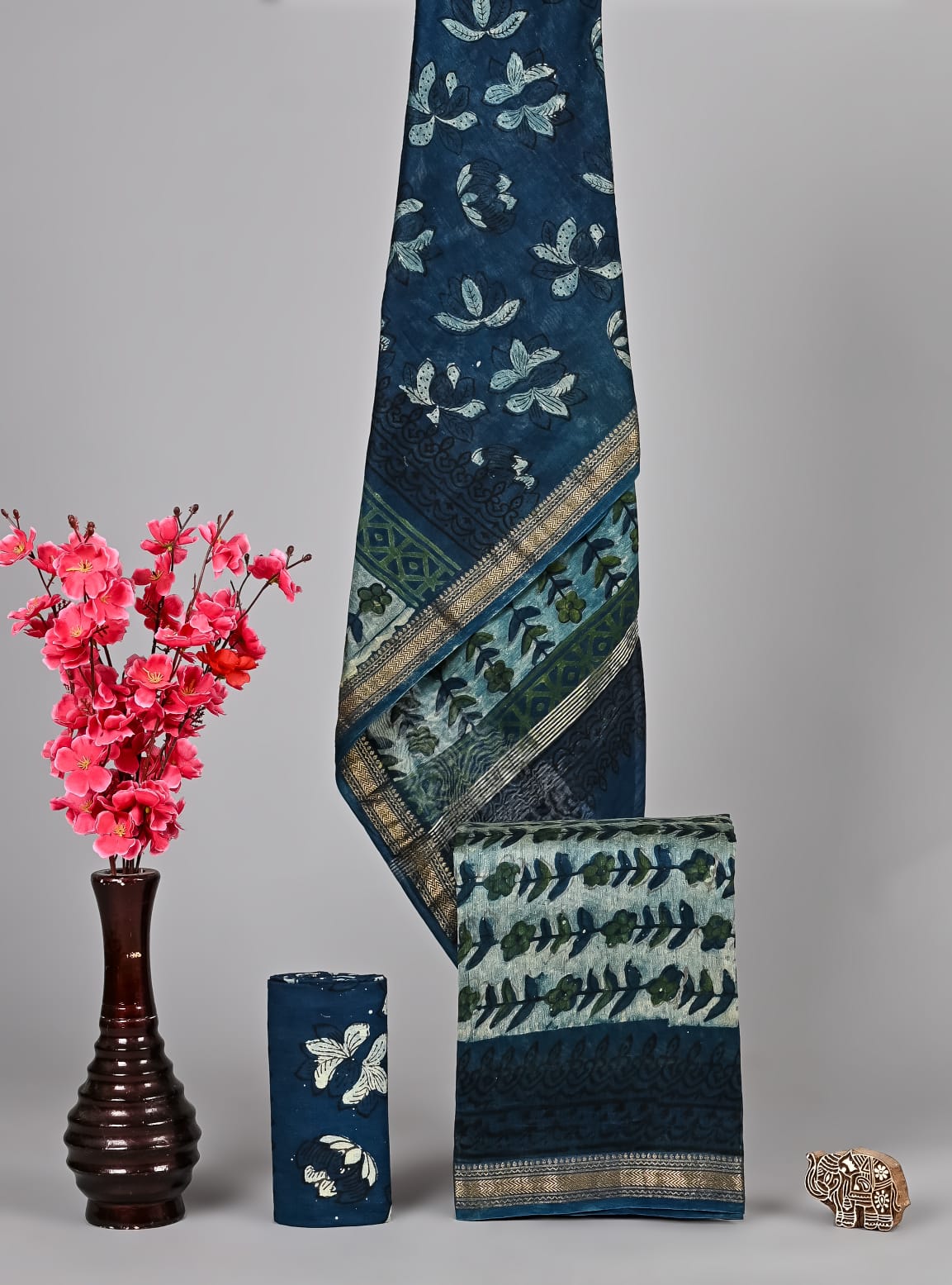 Signature Vanaspati Handblock Pure Silk Ensemble
