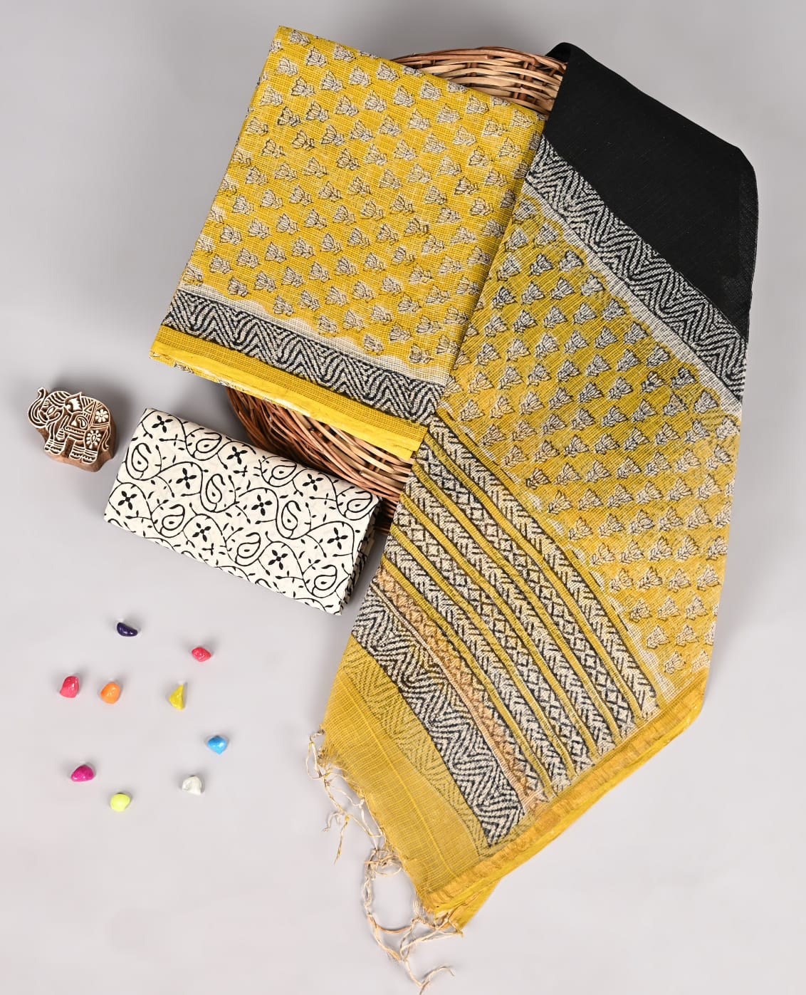 Artisan Bagru Print Pure Kota Doria Ensemble