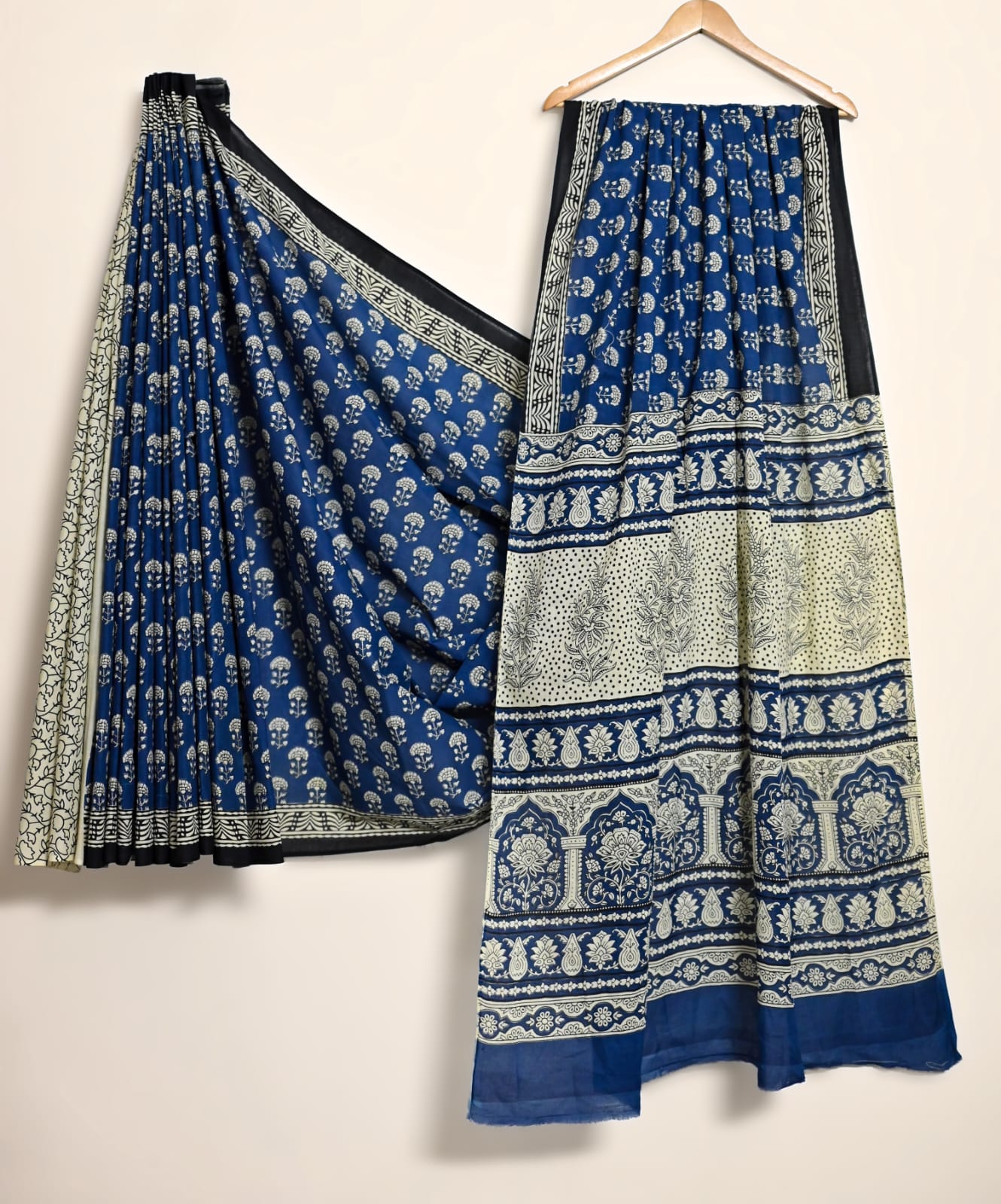 Pure Cotton Handblock Print Saree Vintage Floral