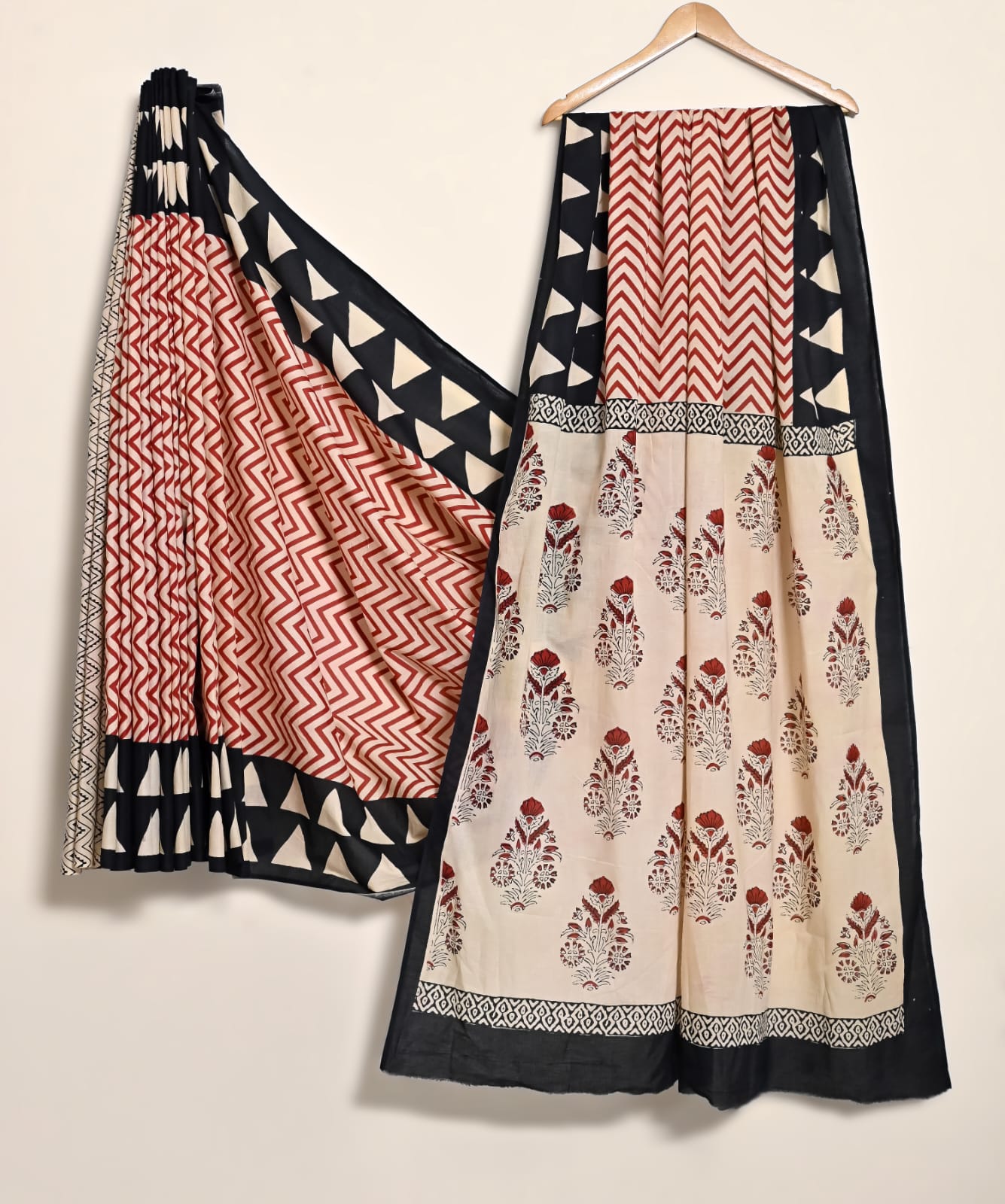 Pure Cotton Handblock Print Saree Heritage Pattern