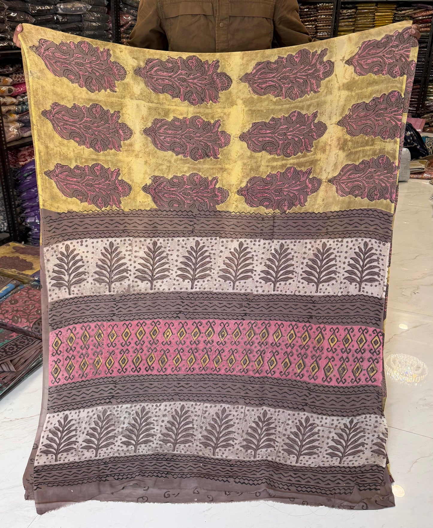 Premium Ajrakh Handblock Pure Georgette Craft Saree