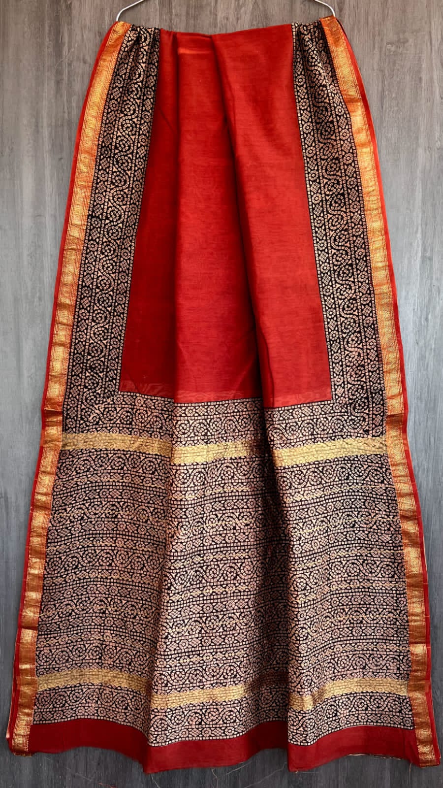 Graceful Bagru Print Pure Maheshwari Silk Saree