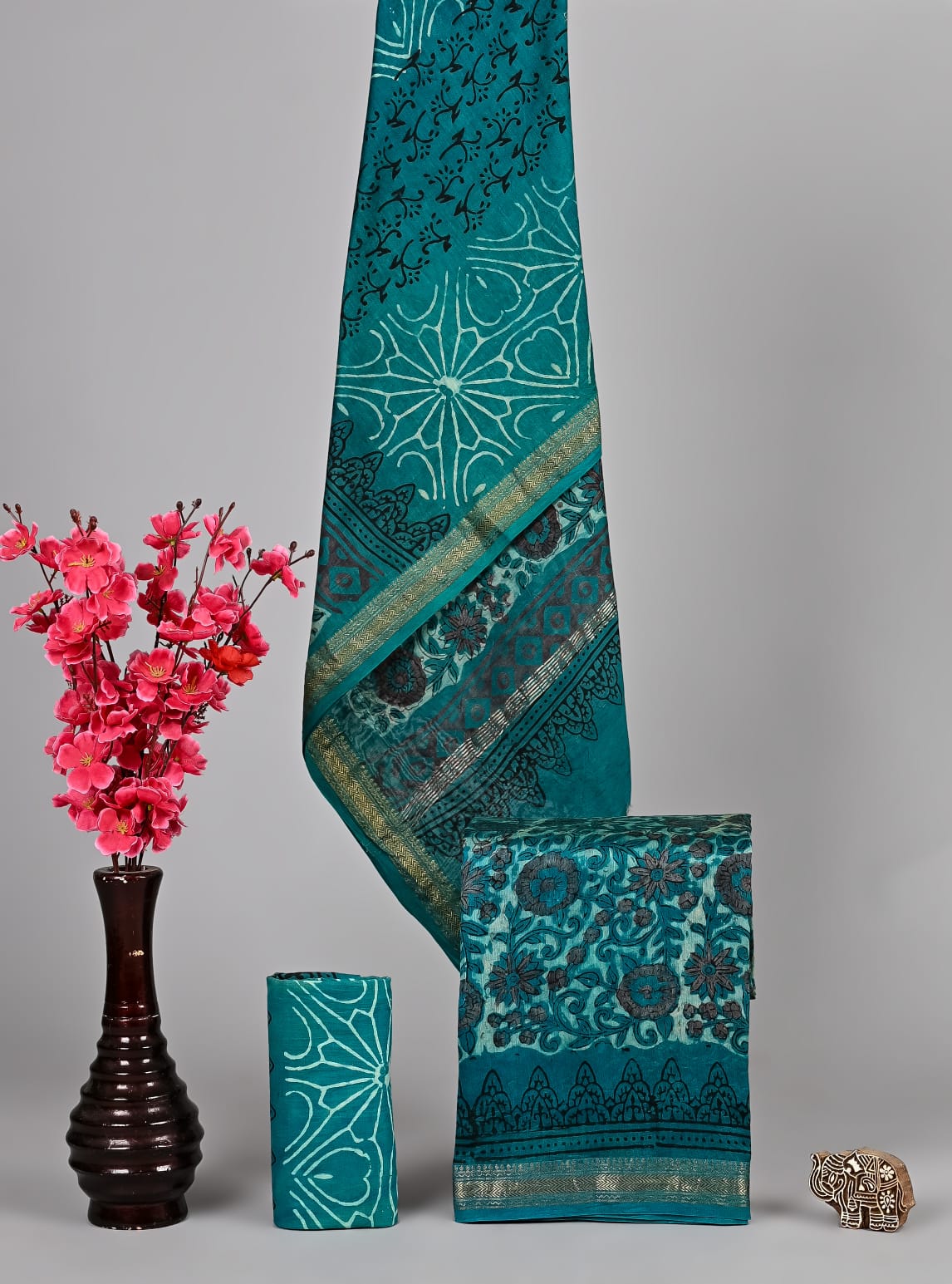 Authentic Vanaspati Handblock Printed Pure Silk Suit