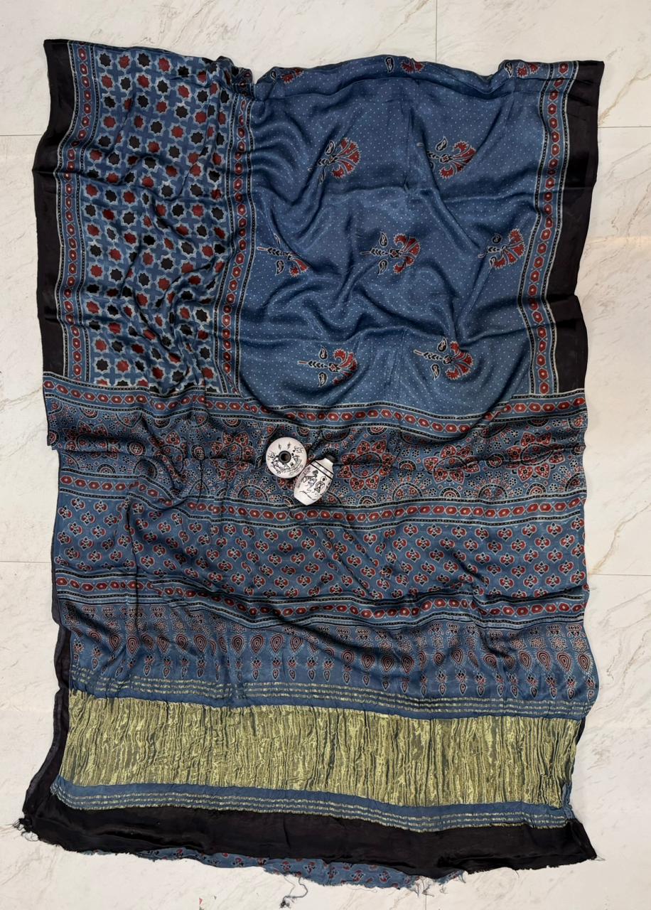 Luxe Kutch Bhuj Ajrakh Print Pure Gajji Silk Collection
