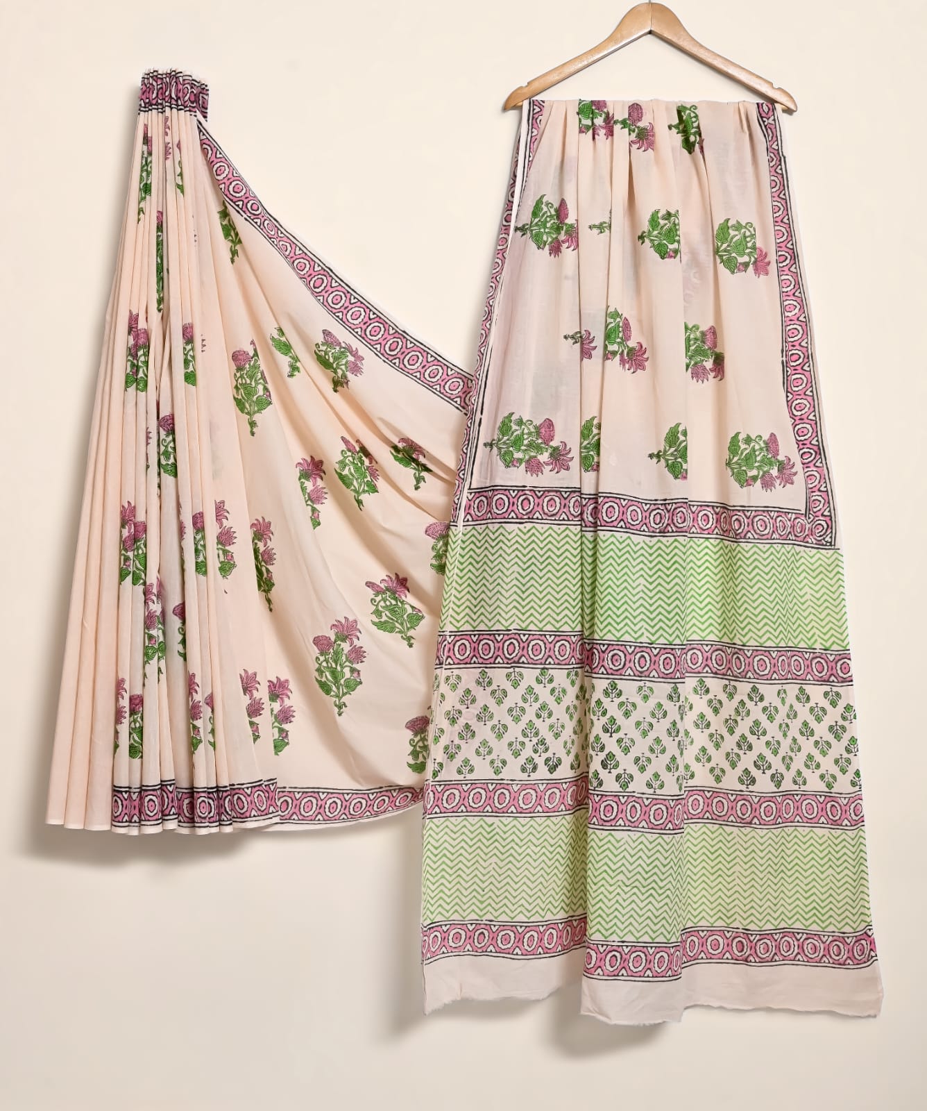 Pure Cotton Handblock Print Saree Handcrafted Beauty