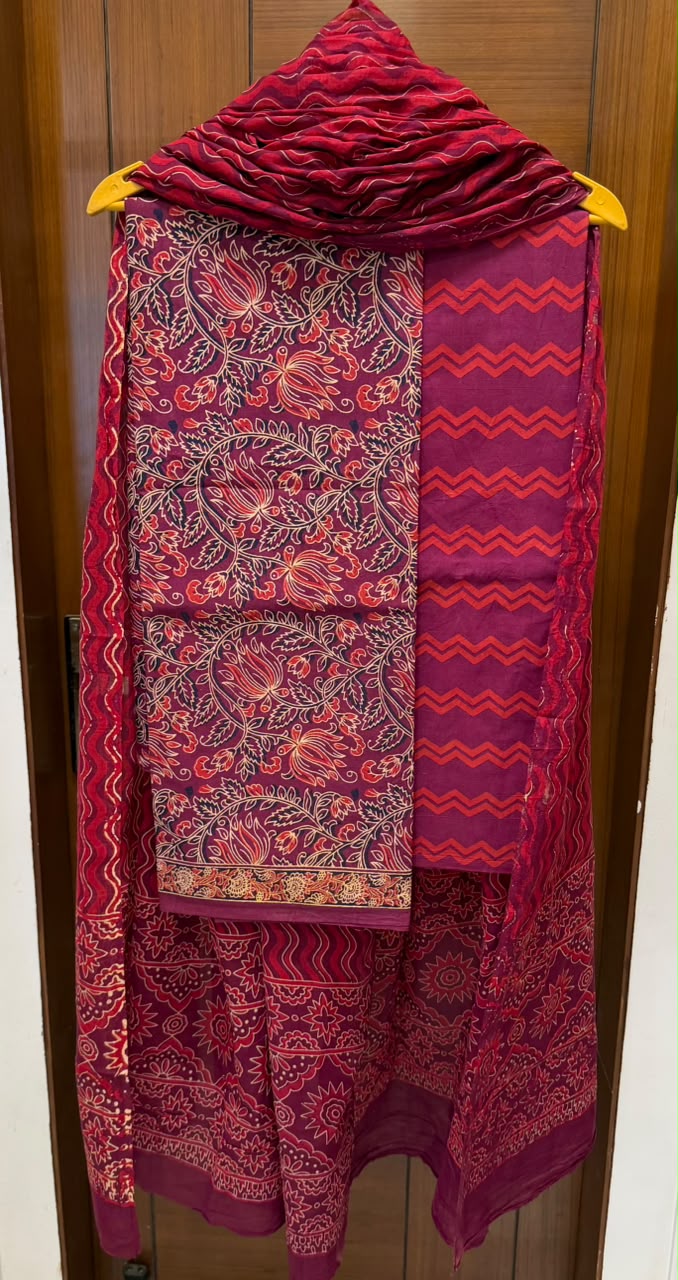 Signature Ajrakh Handblock Cotton Suit