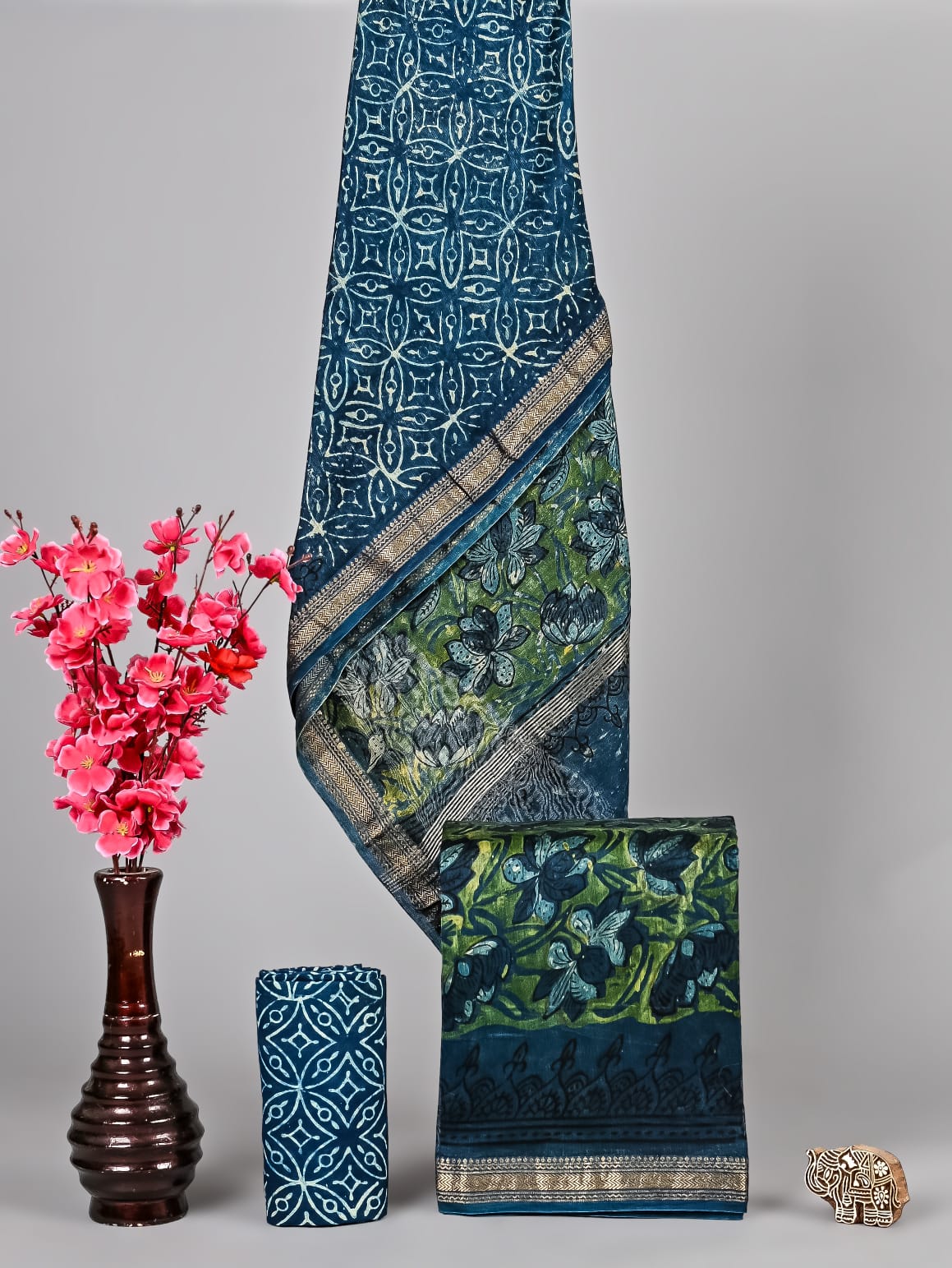 Premium Vanaspati Printed Maheshwari Silk Dress Set