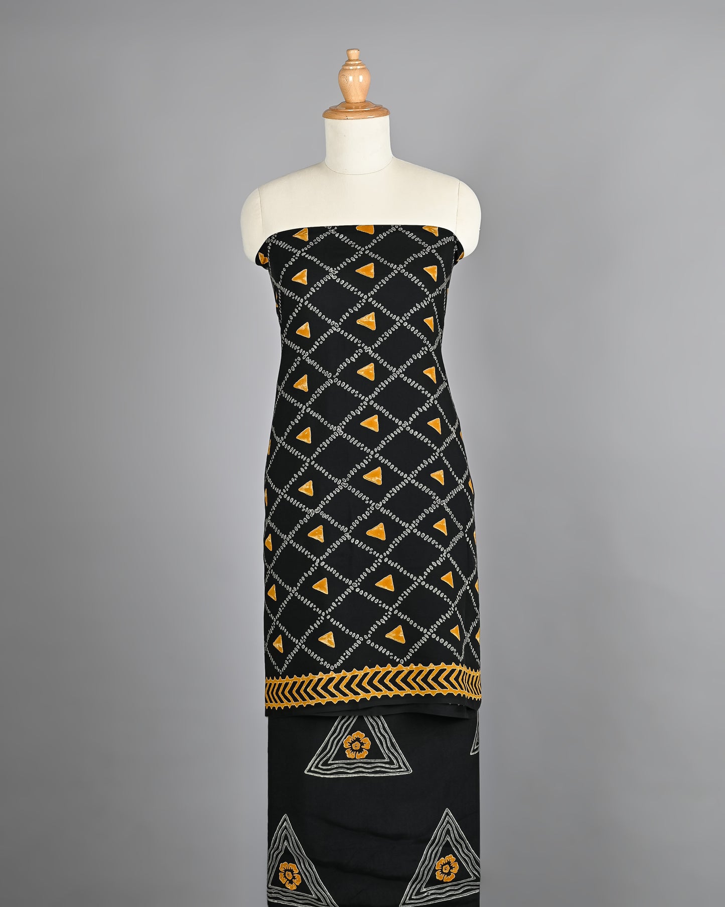 Golden Yellow Black Pure Modal Silk Suit