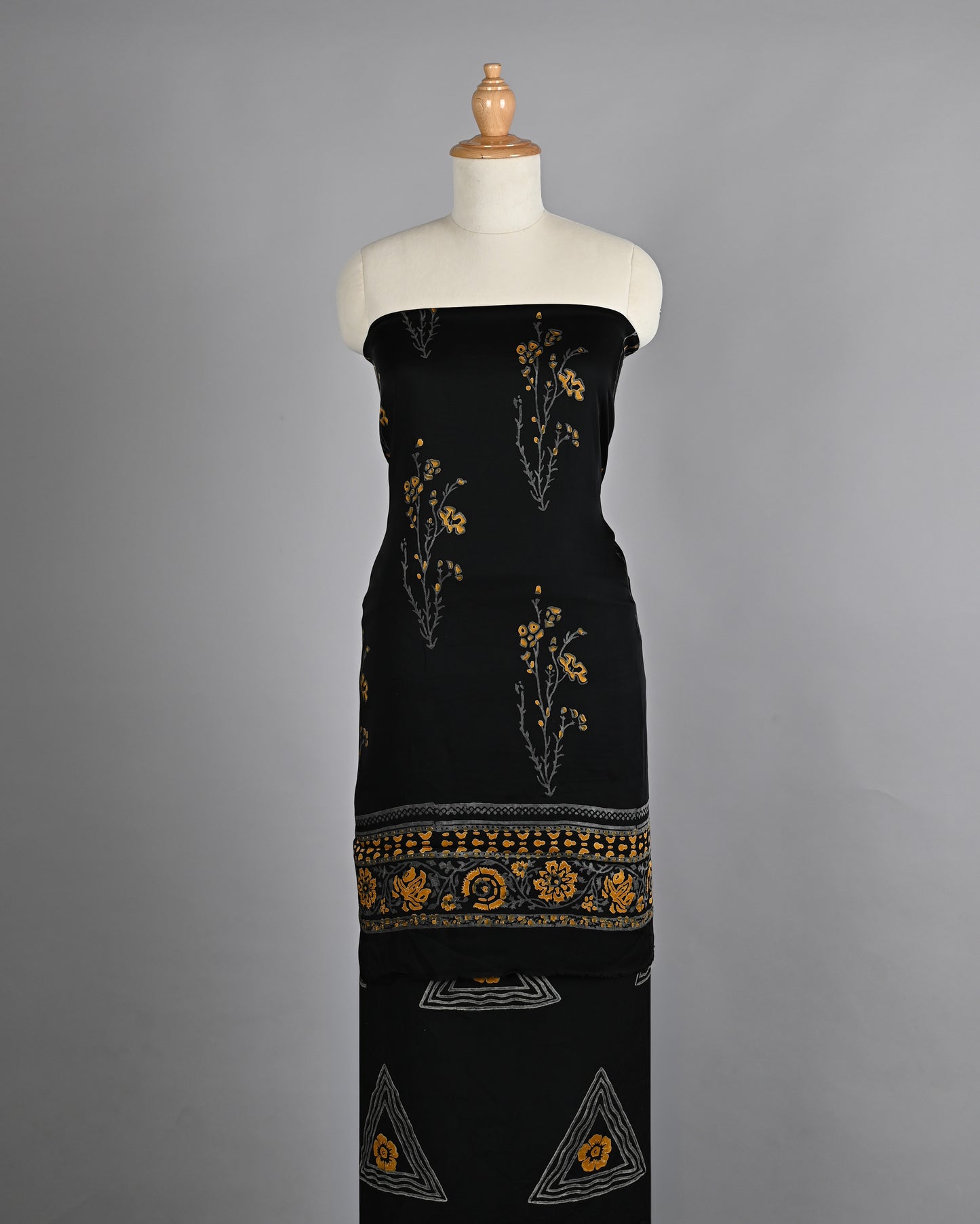 Yellow White Black Modal Silk Suit