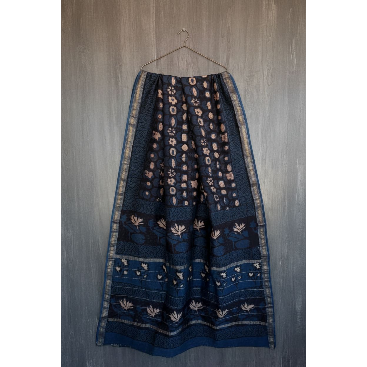 Block printed Maheshwari Silk Saree