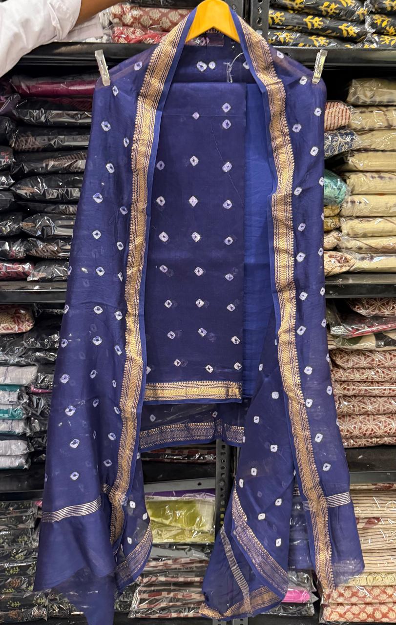Blue Shiboori Maheshwari Silk Suit