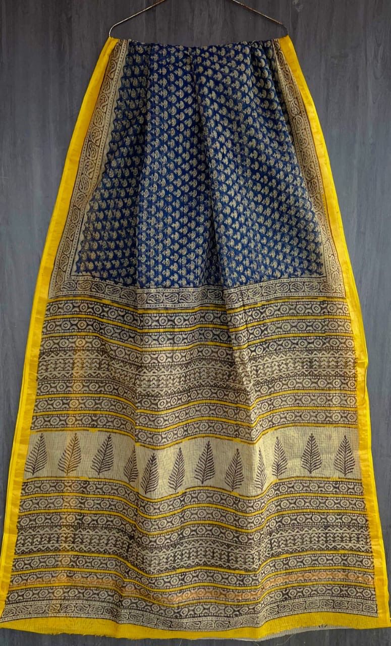 Royal Bagru Handblock Kota Doria Saree