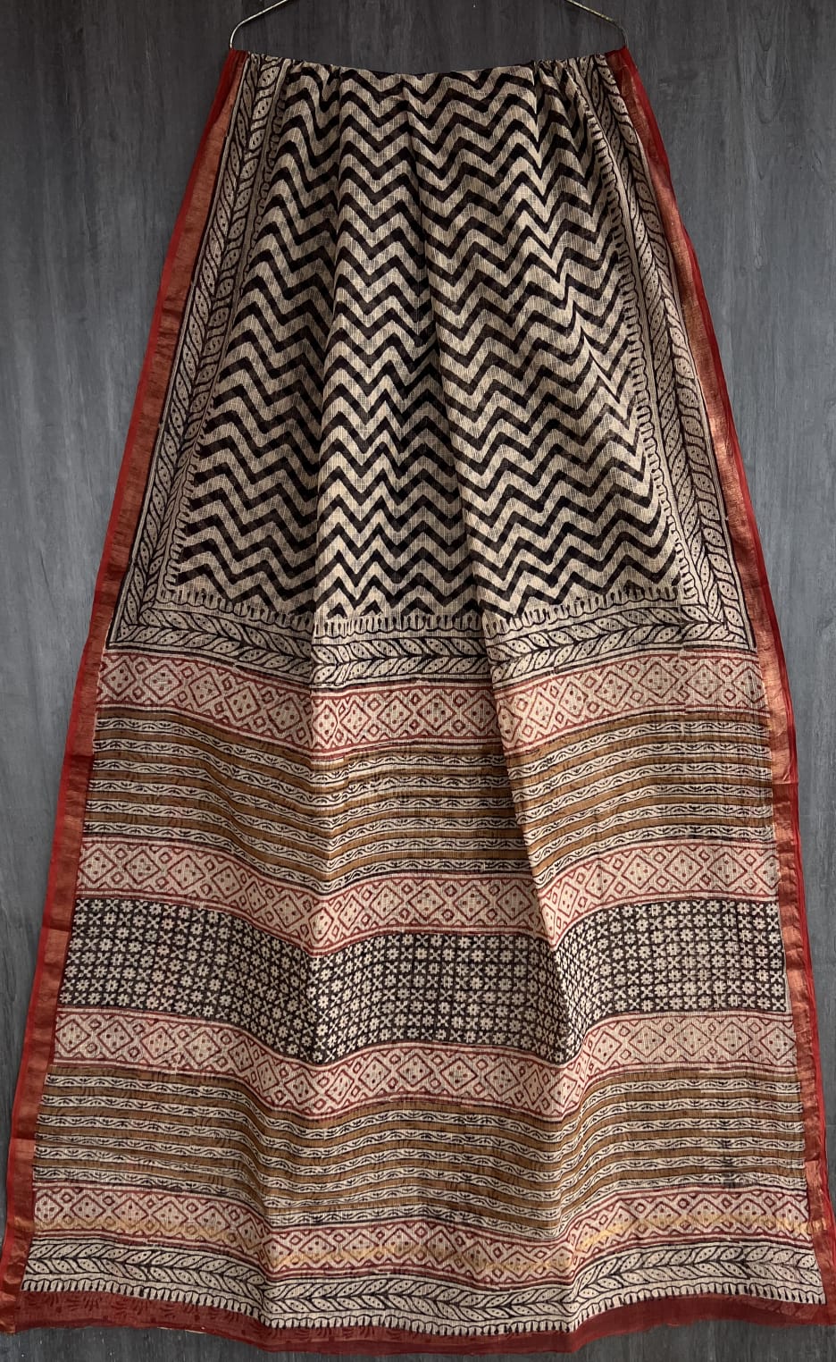 Authentic Bagru Print Kota Doria Saree