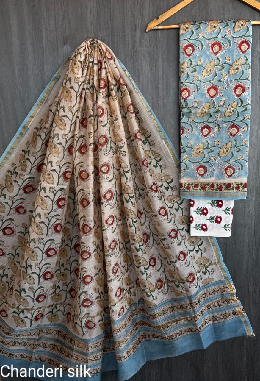 Ethnic Block Print Chanderi Suit