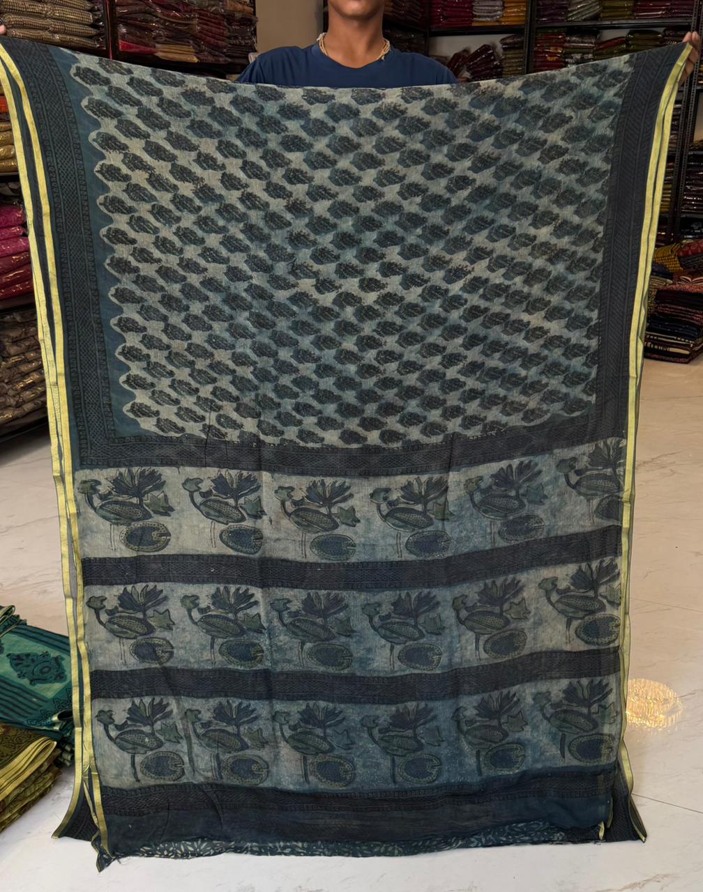 Premium Ajrakh Block Print Saree