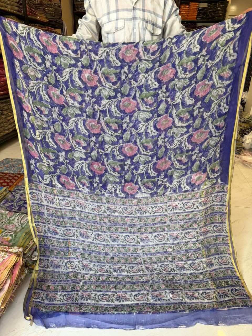 Elegant Sanganeri Print Chiffon Saree