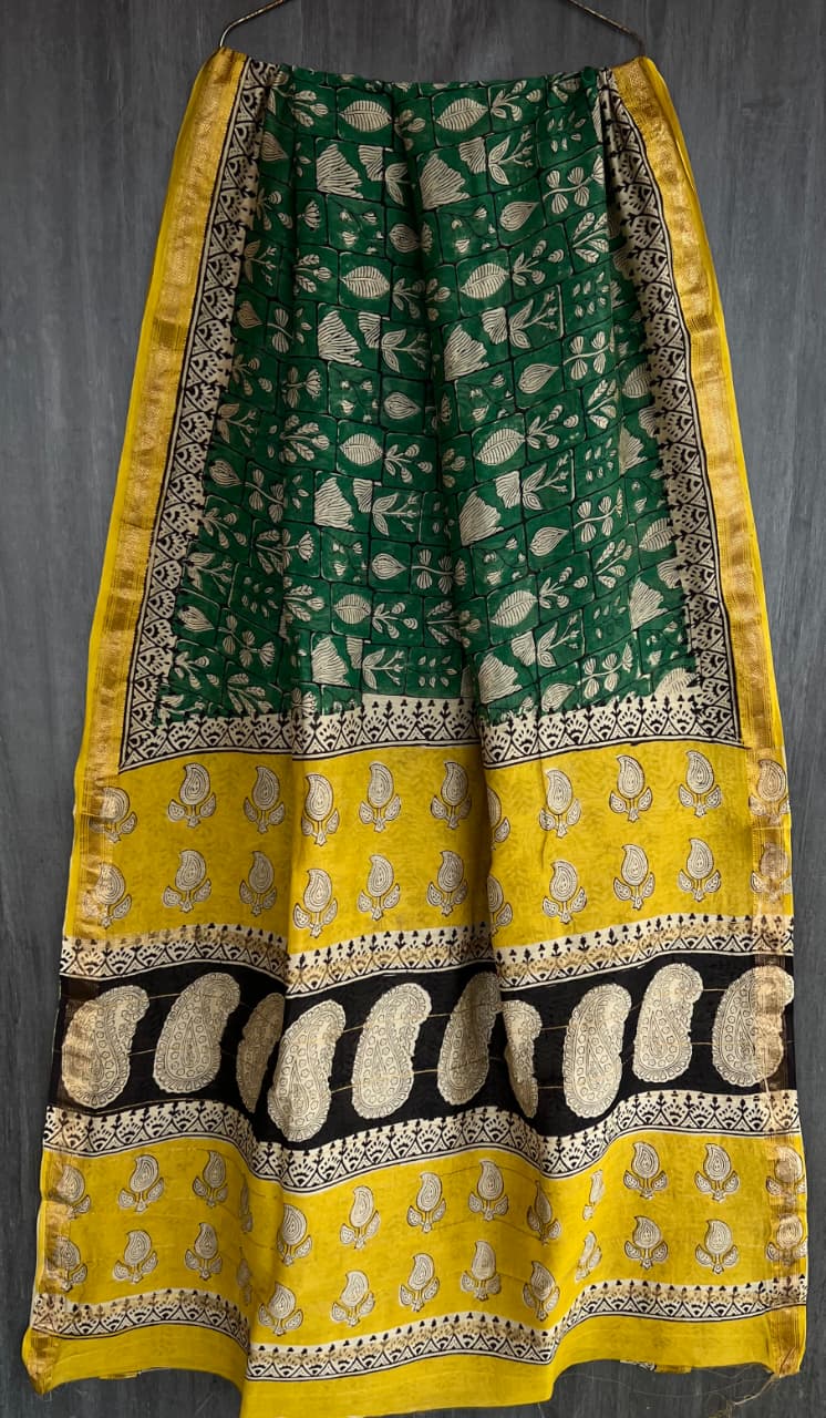 Cultural Bagru Print Maheshwari Saree