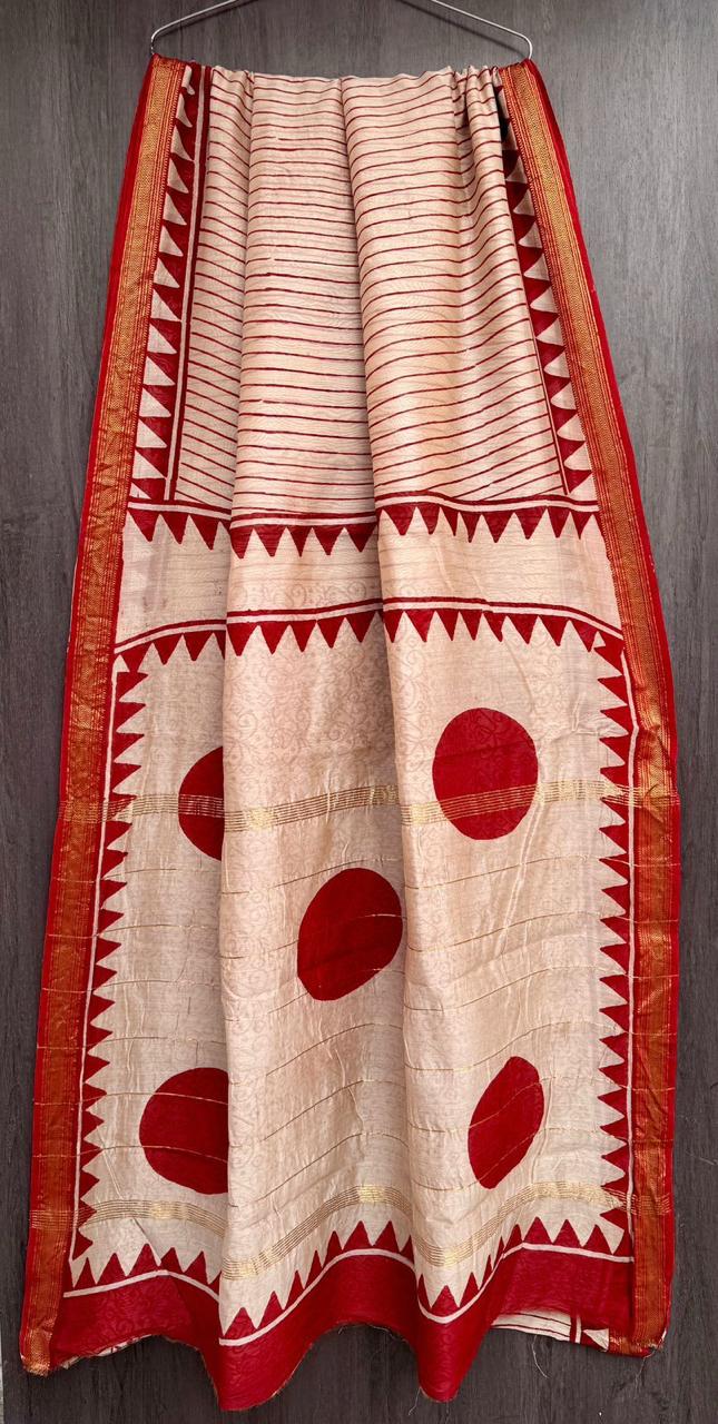 Classic Bagru Print Maheshwari Silk Saree
