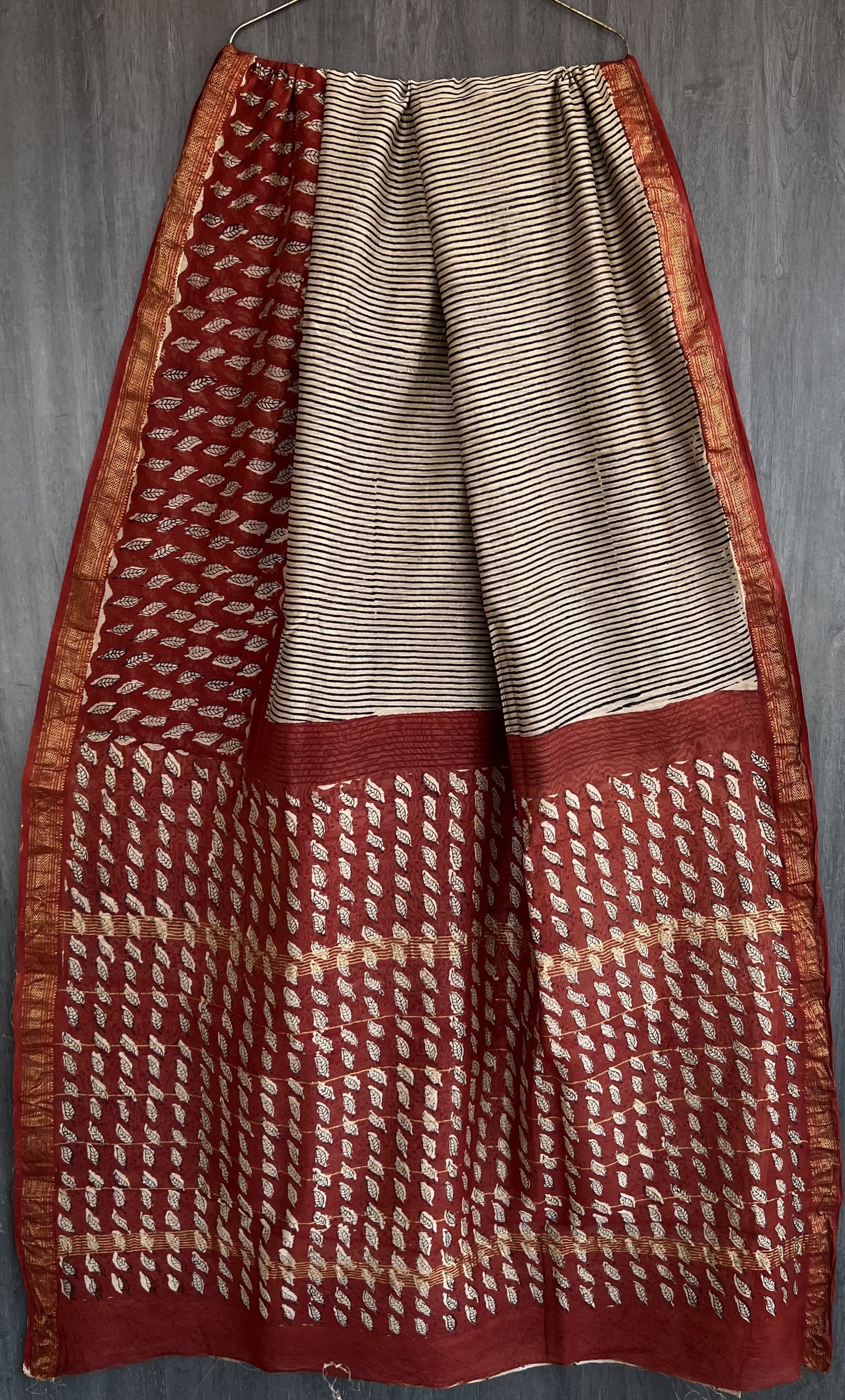Handcrafted Bagru Print Silk Saree