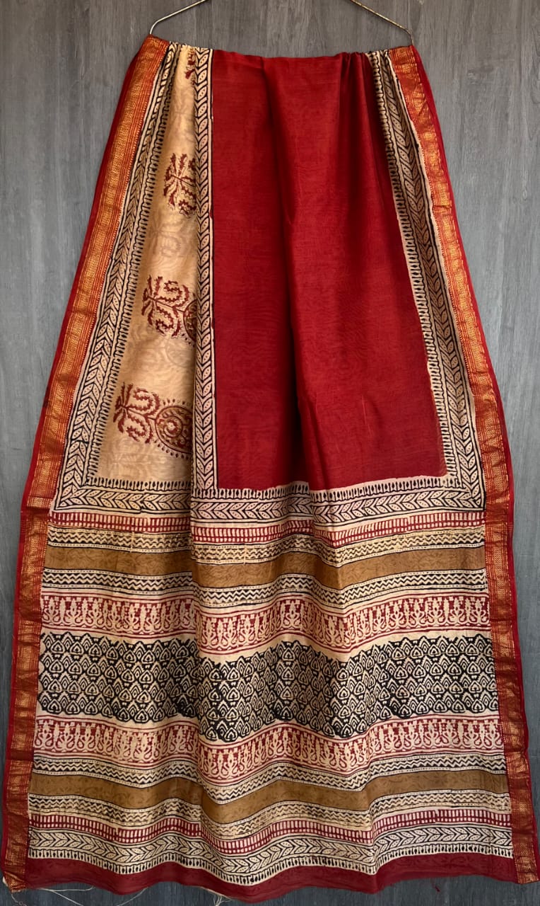 Royal Bagru Print Maheshwari Silk Drape