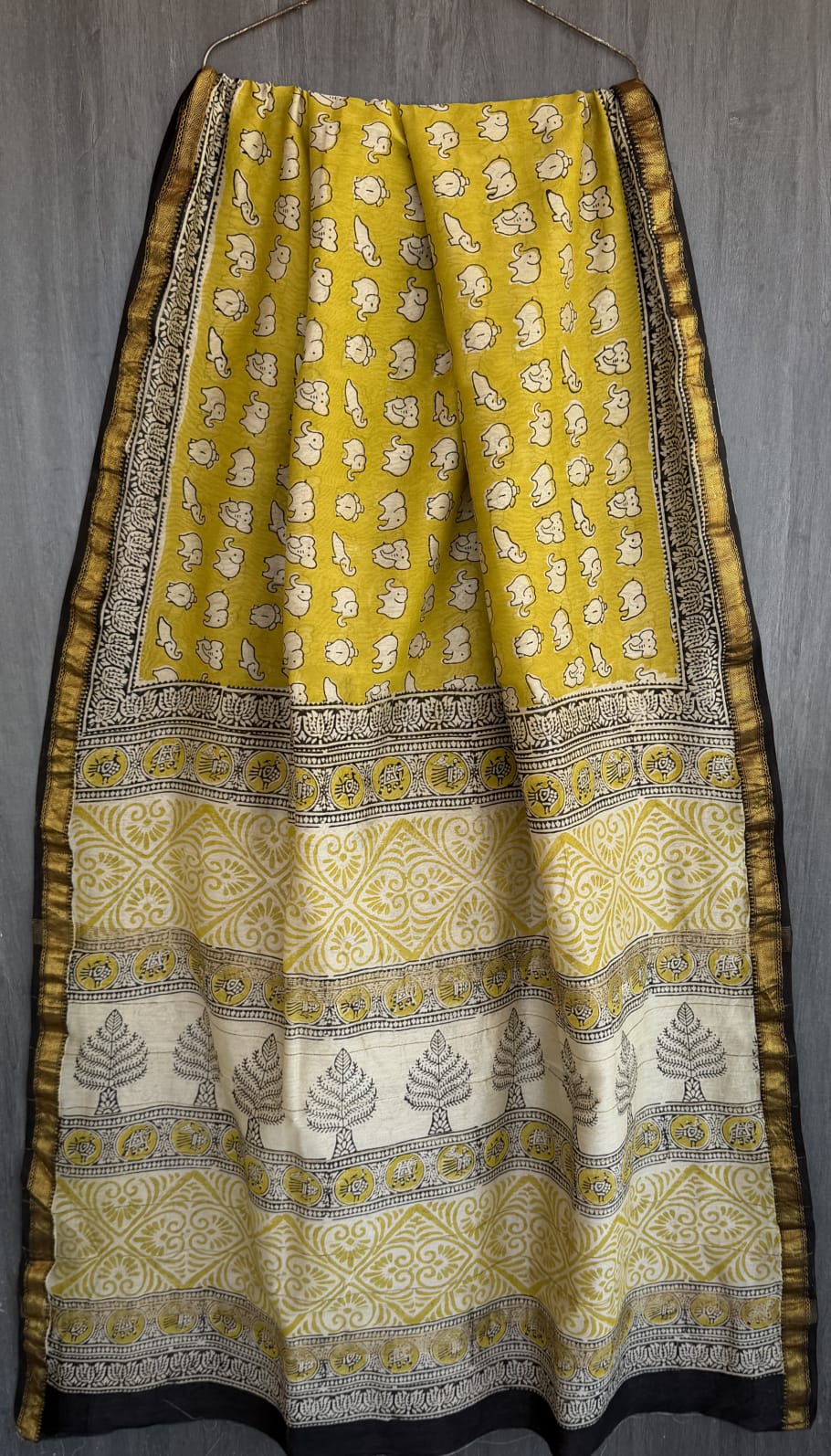 Elegant Bagru Print Silk Saree