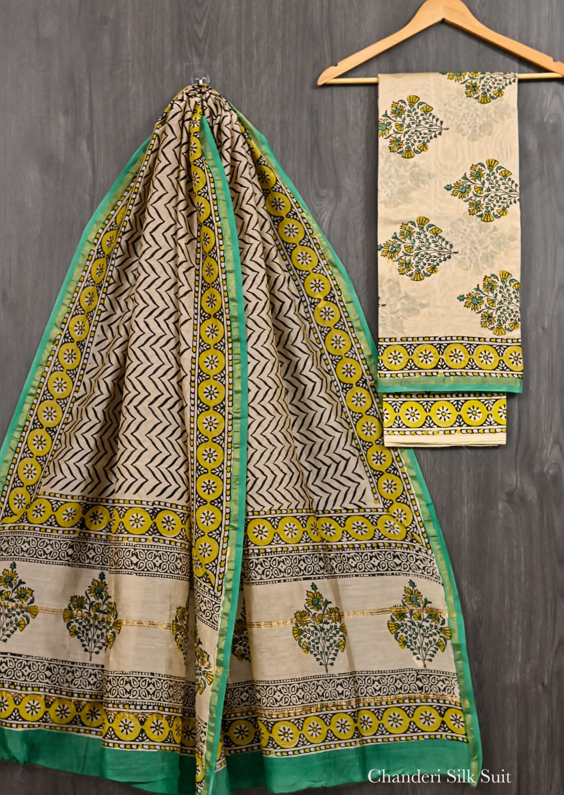 Regal Bagru Printed Pure Chanderi Silk Suit