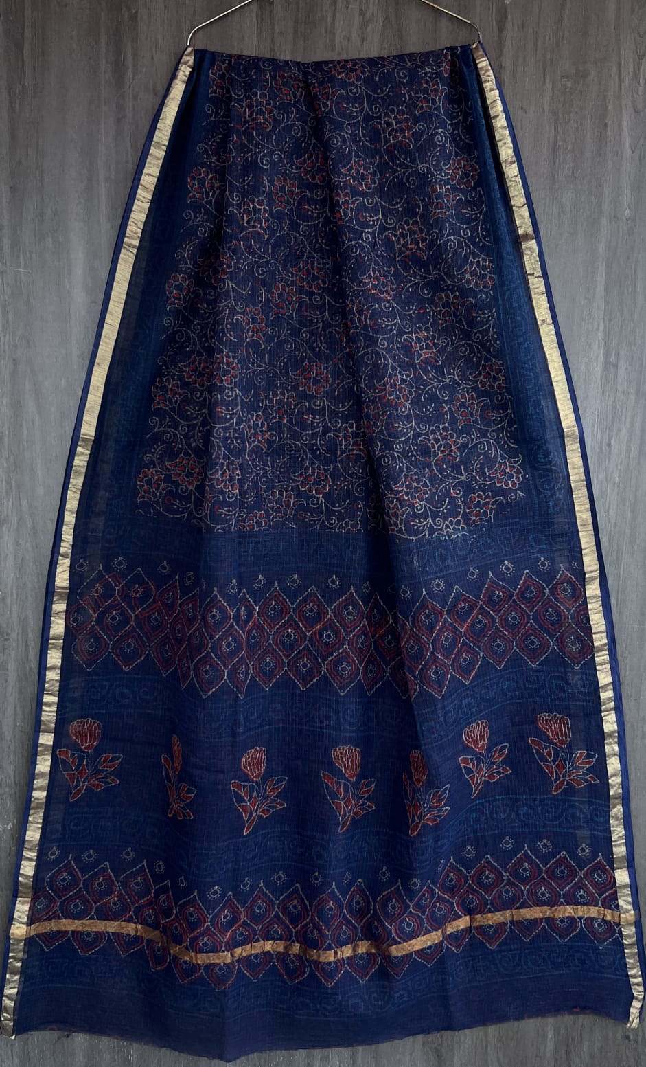Heritage Badmeri Handblock Print Pure Kota Cotton Saree
