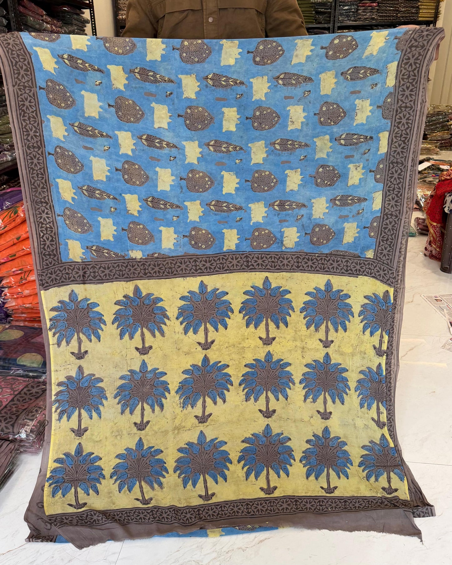 Refined Ajrakh Handblock Georgette Artisan Saree