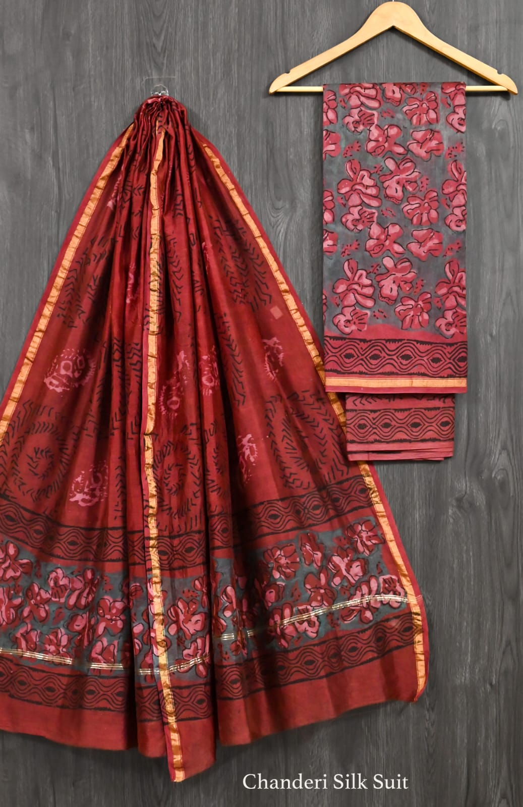 Authentic Ajrakh Pomegranate Dye Chanderi Silk Collection