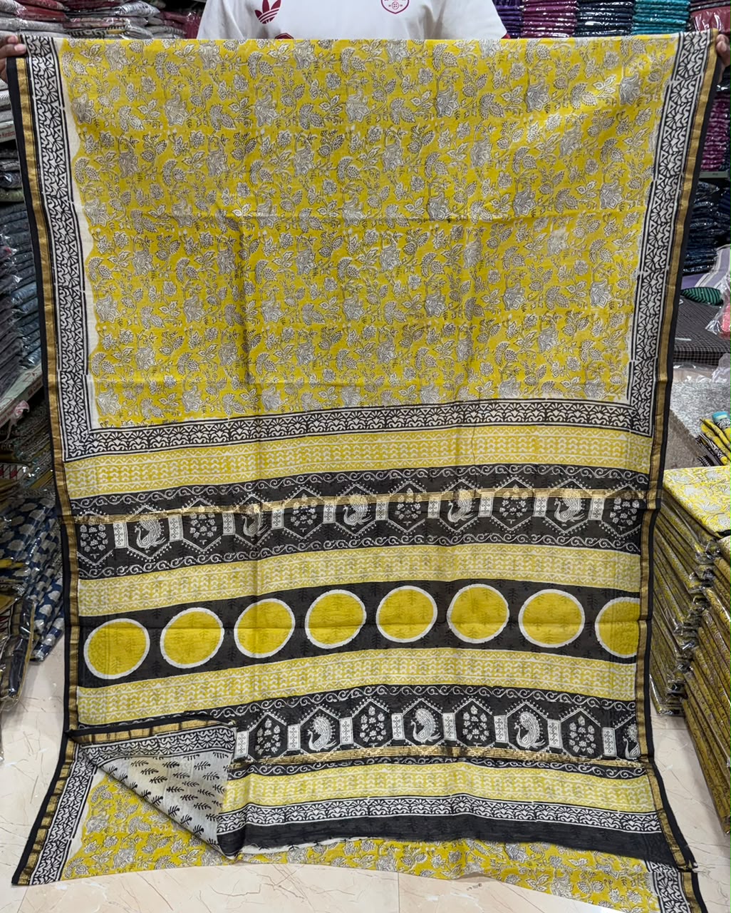 Heritage Vine Bagru Handblock Print Chanderi Silk Saree