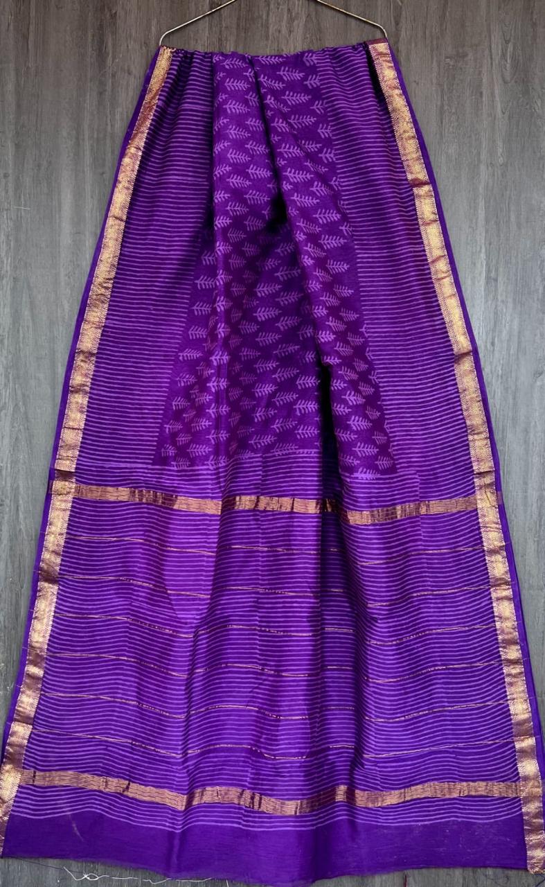 Pure Maheshwari Silk Saree Classic Discharge Handcrafted Motif