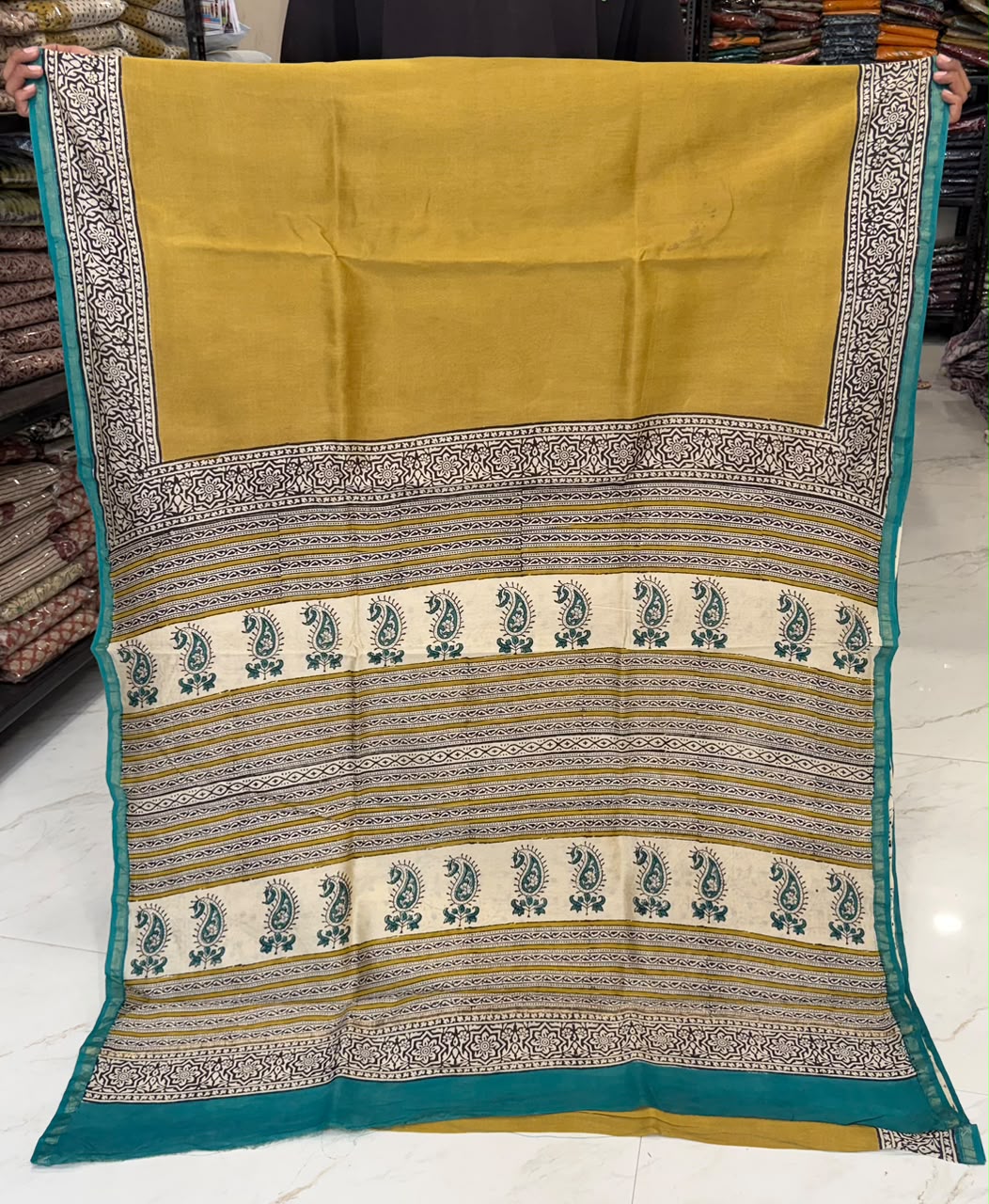 Chanderi Silk Bagru Classic Saree