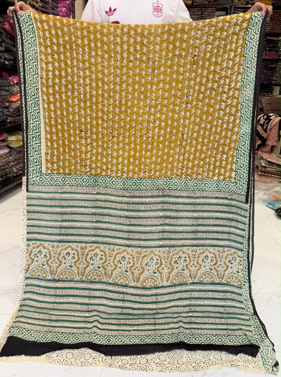 Pure Georgette Bagru Handblock Printed Saree
