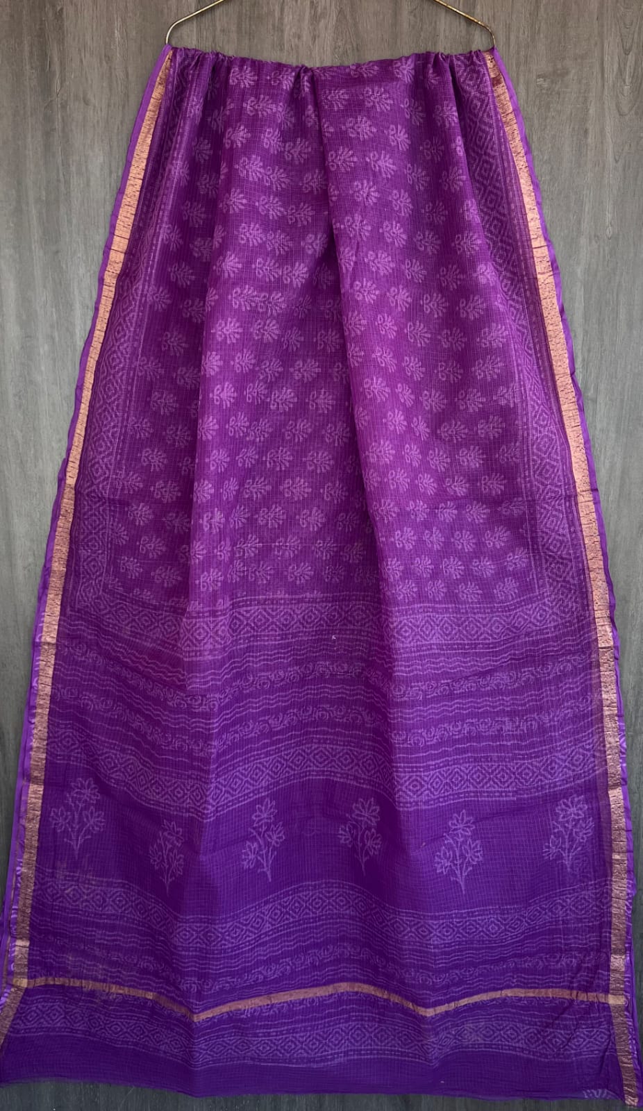 Purple Discharge Kota Doria Saree