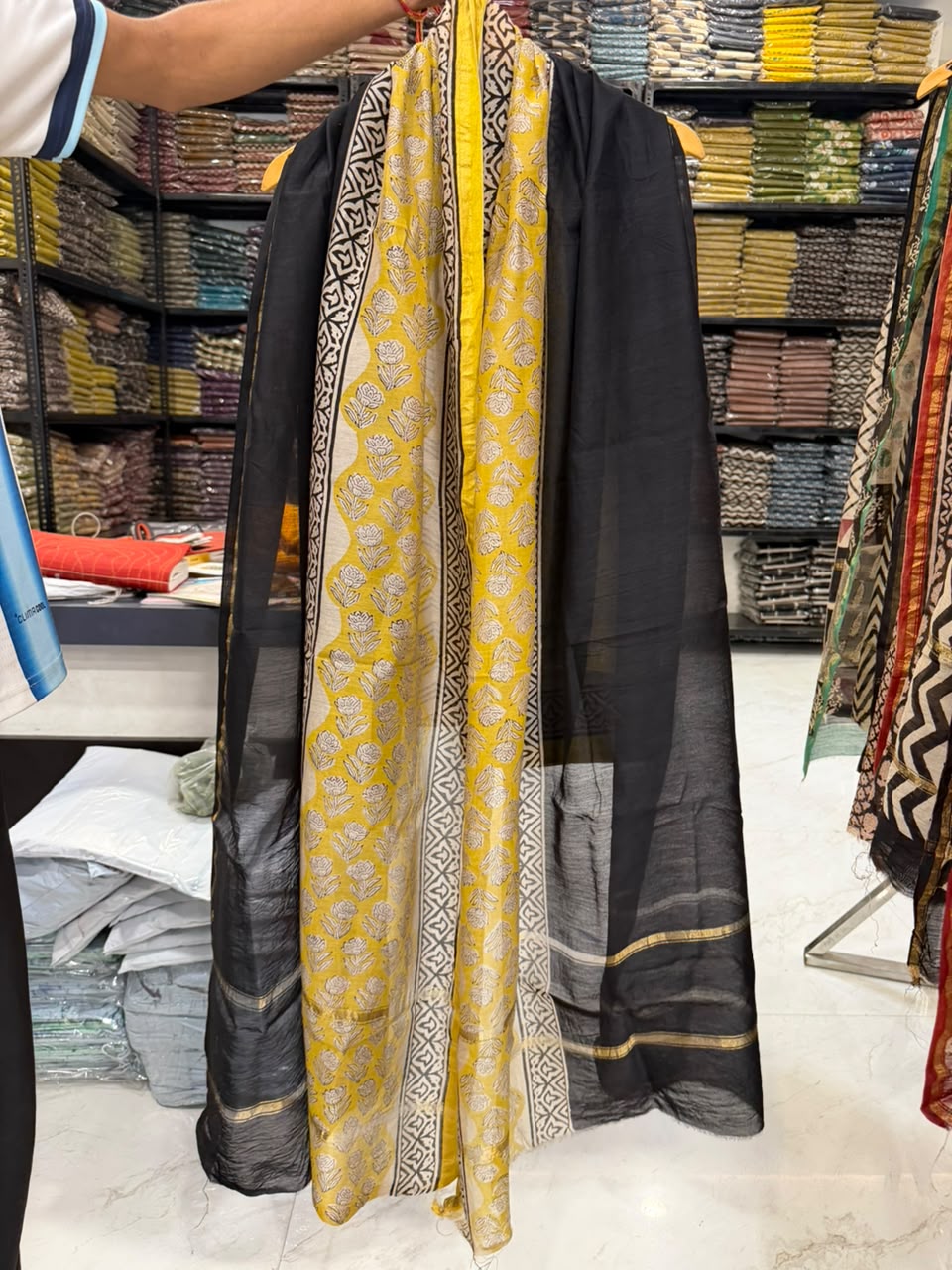 Graceful Bagru Handcrafted Chanderi Silk Suit
