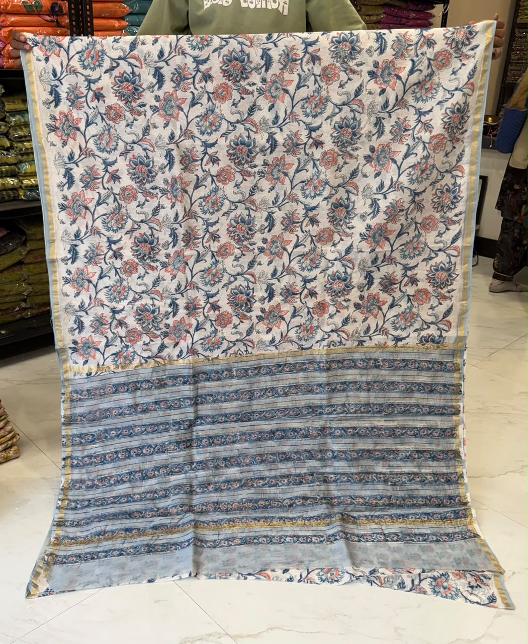 Bespoke Sanganeri Printed Chanderi Silk Saree