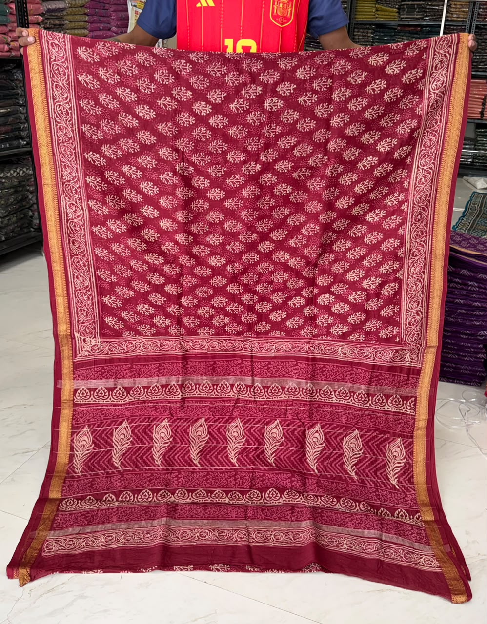 Grand Double Discharge Heritage Maheshwari Silk Saree