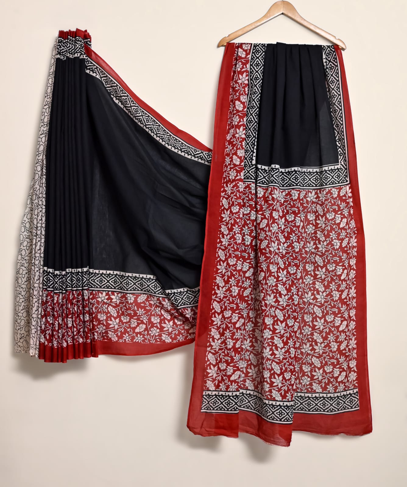 Pure Cotton Handblock Print Saree Classic Bloom