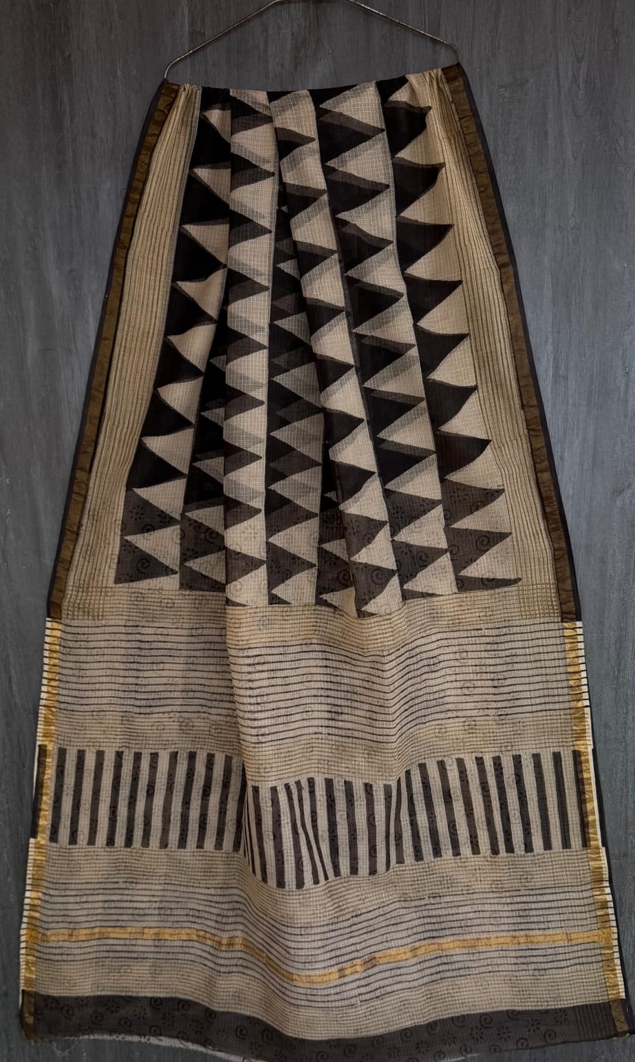 Pure Kota Doria Saree Classic Bagru Handblock Pattern