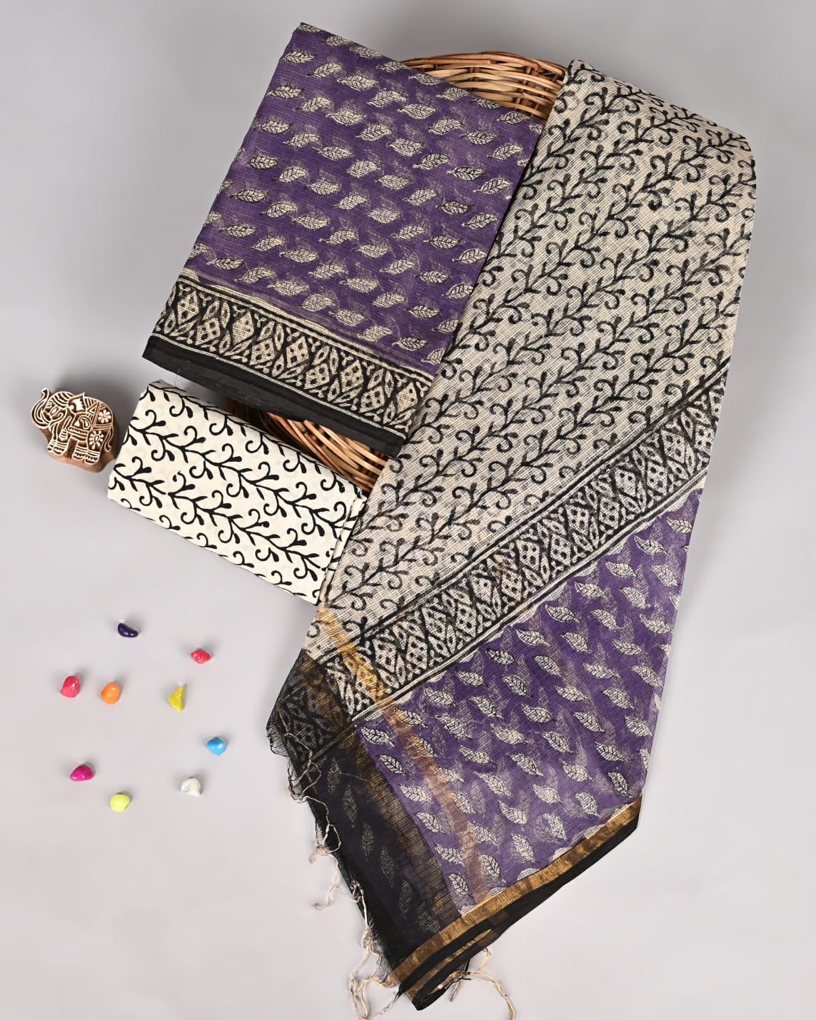 Signature Bagru Printed Kota Doria Suit