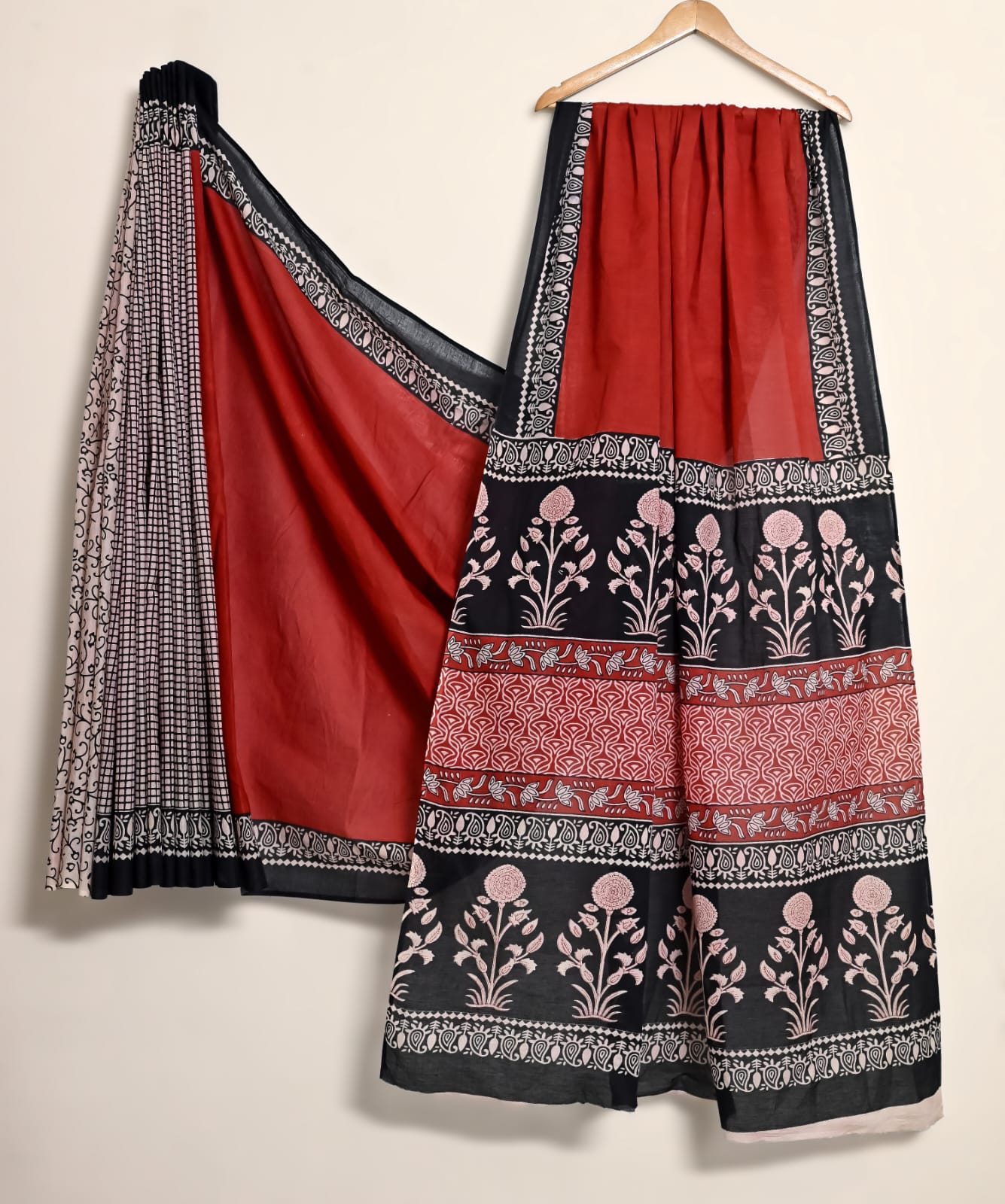 Pure Cotton Handblock Print Saree Heritage Garden