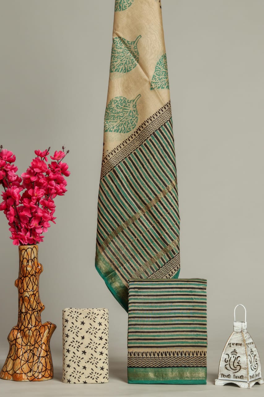 Fine Bagru Handcrafted Silk Ensemble